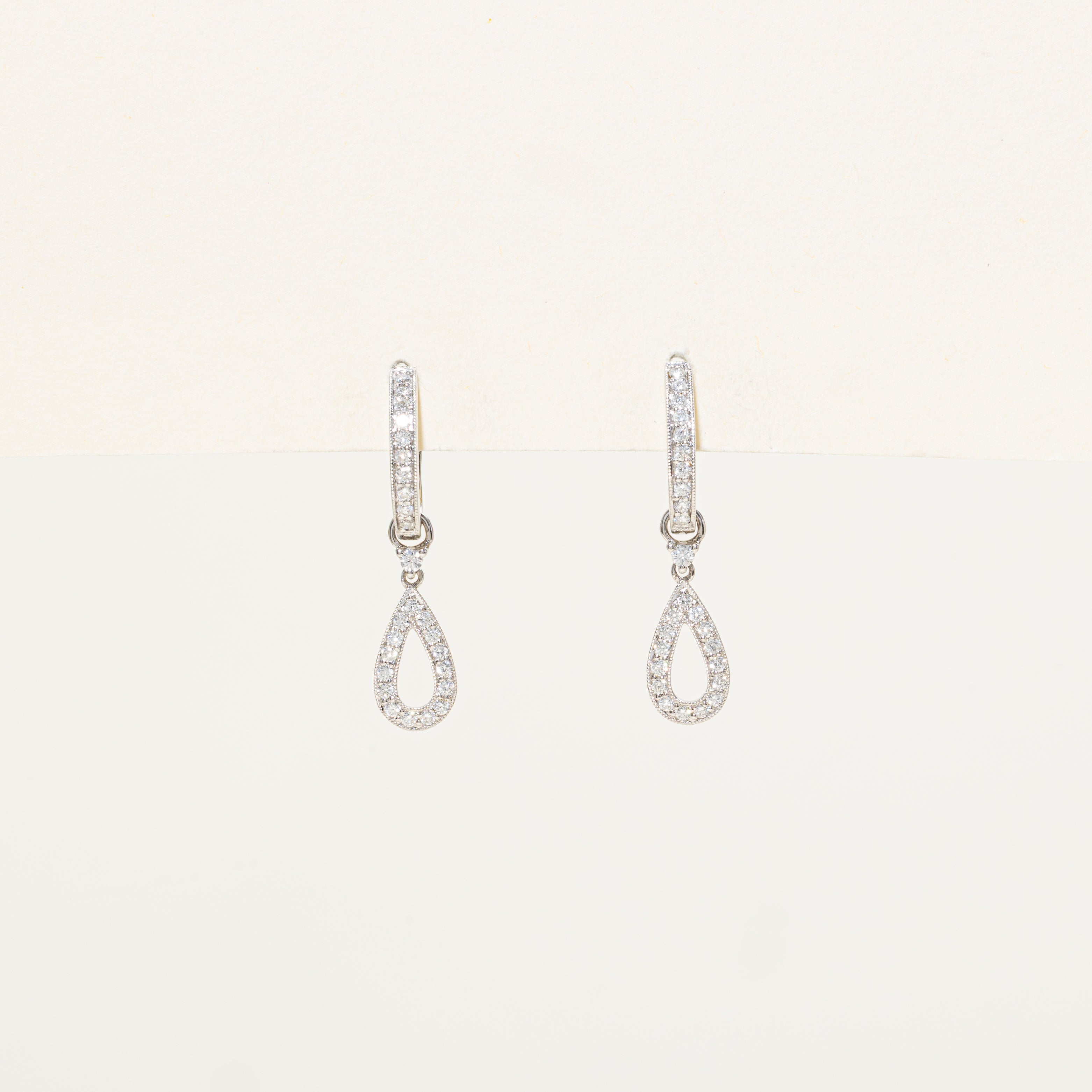 Diamond Milgrain Teardrop Drop Earrings | 0.50ctw