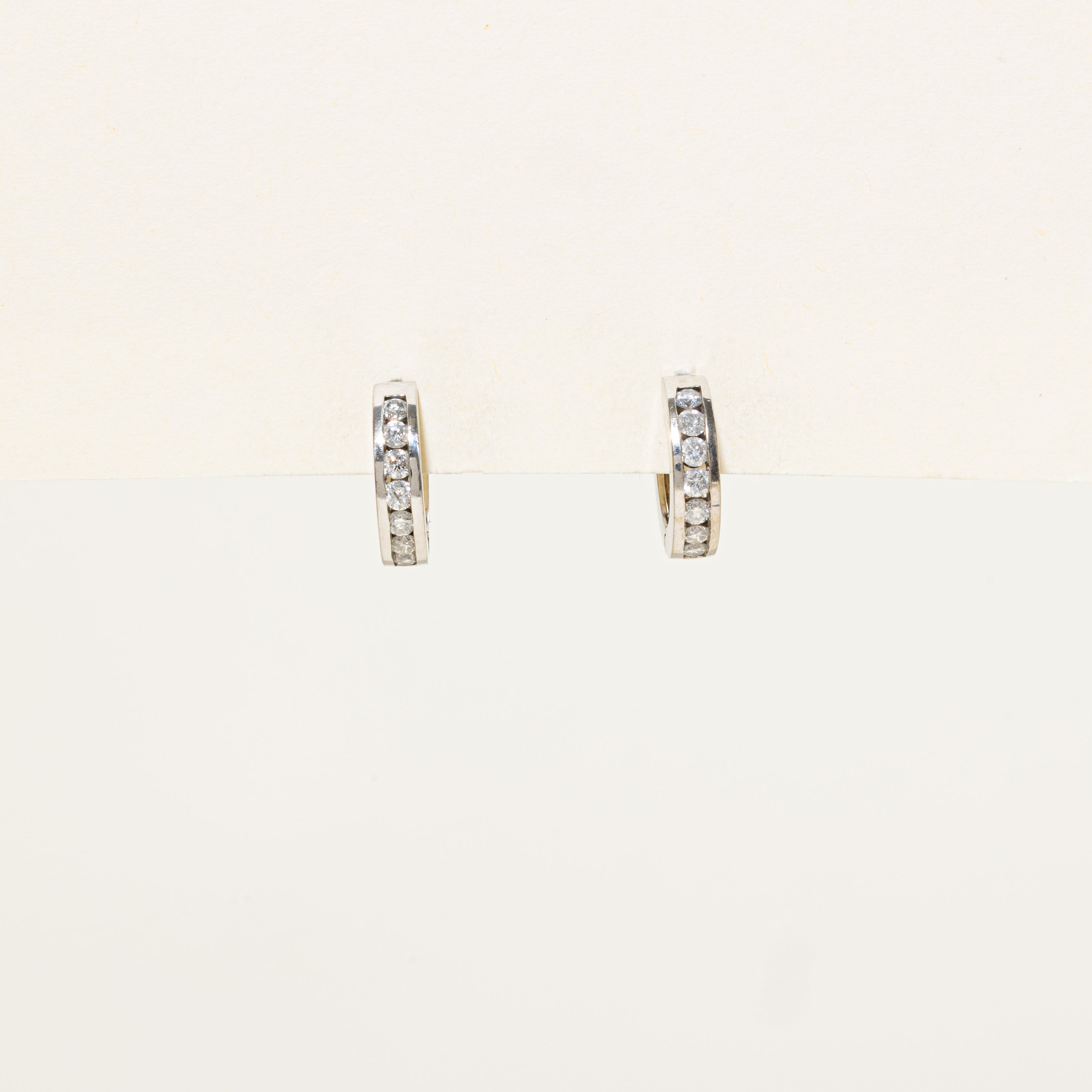Channel Set Diamond Huggie Earrings | 0.63ctw