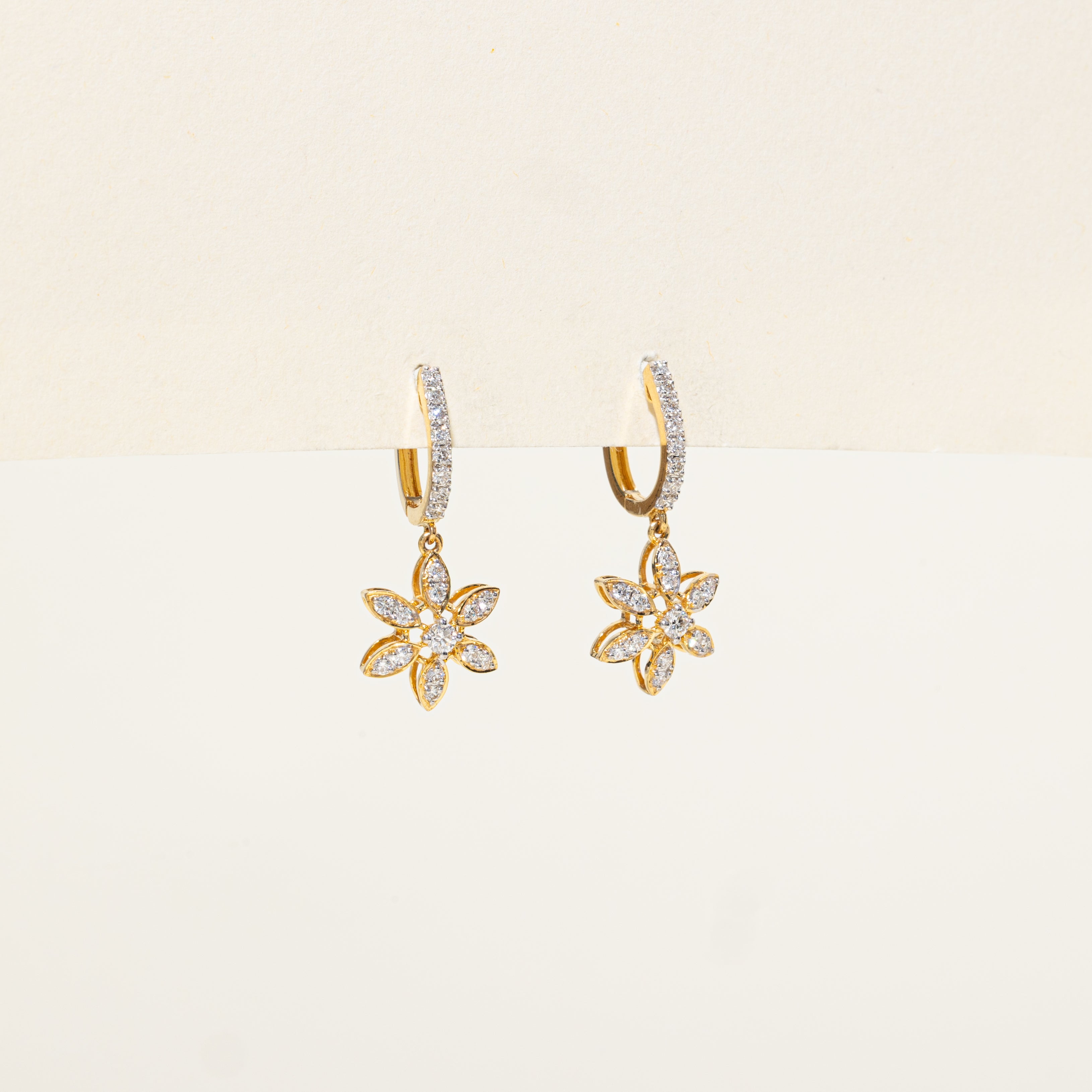 Diamond Jasmine Flower Drop Earrings | 0.61ctw