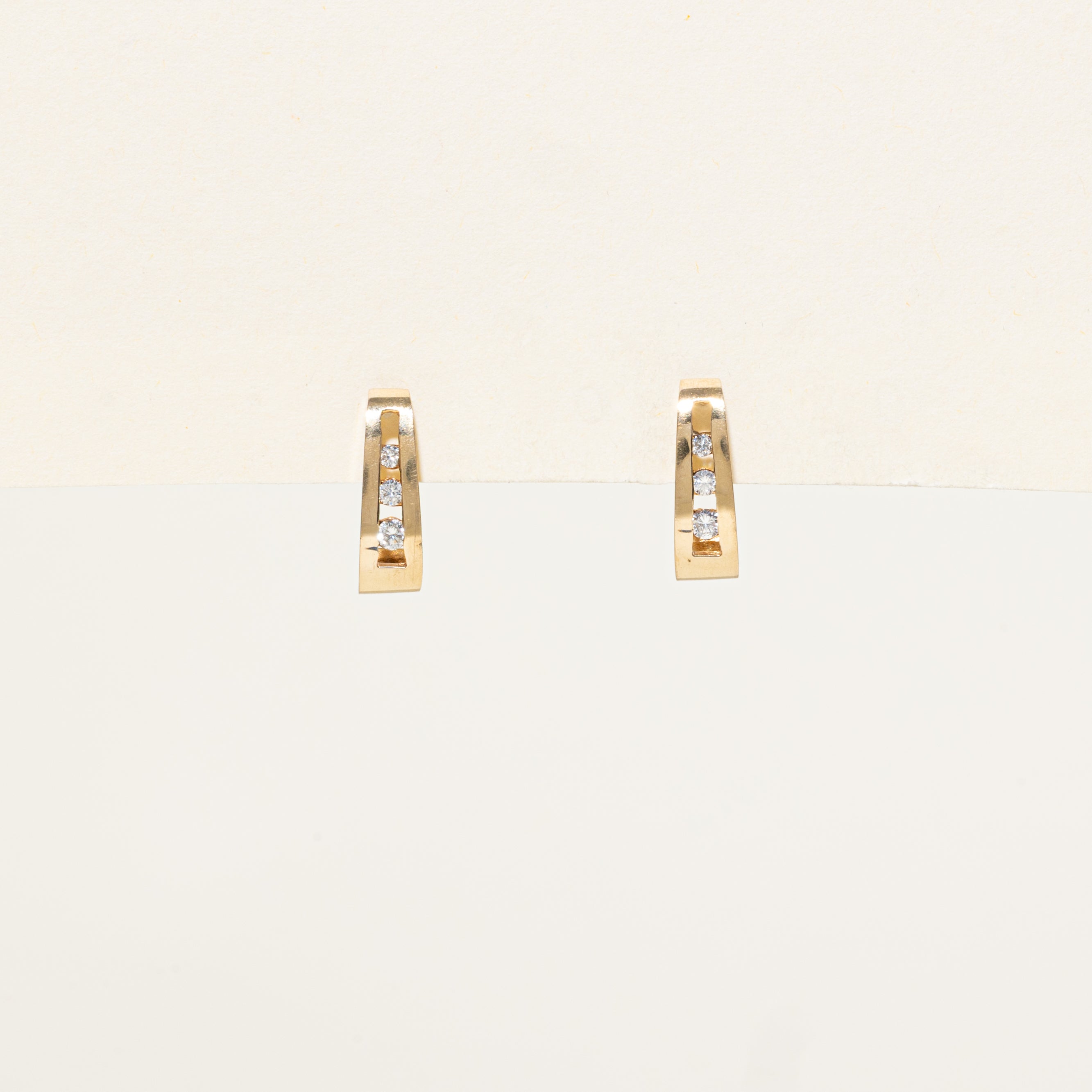 Channel Set Diamond Half Huggie Earrings | 0.20ctw