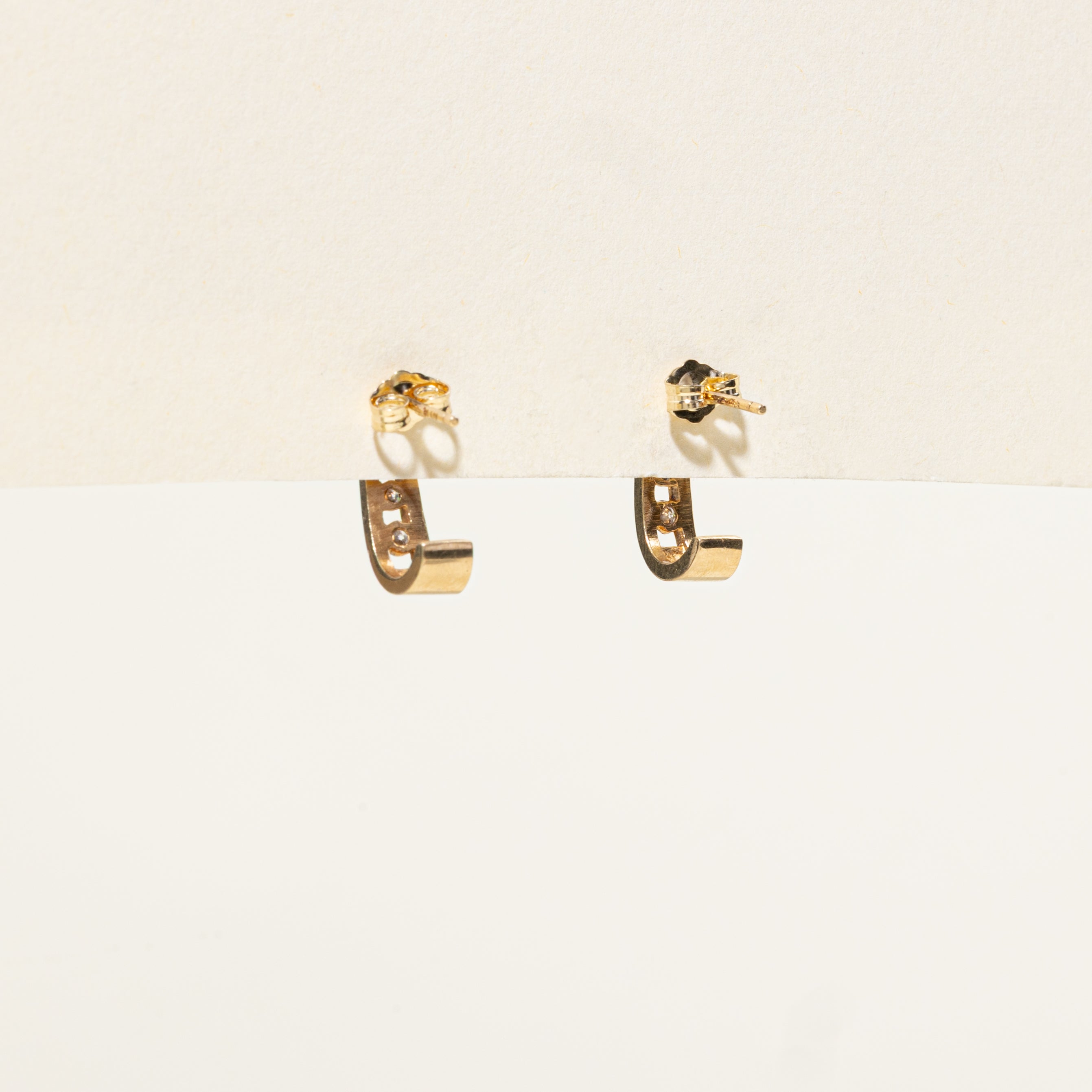 Channel Set Diamond Half Huggie Earrings | 0.20ctw