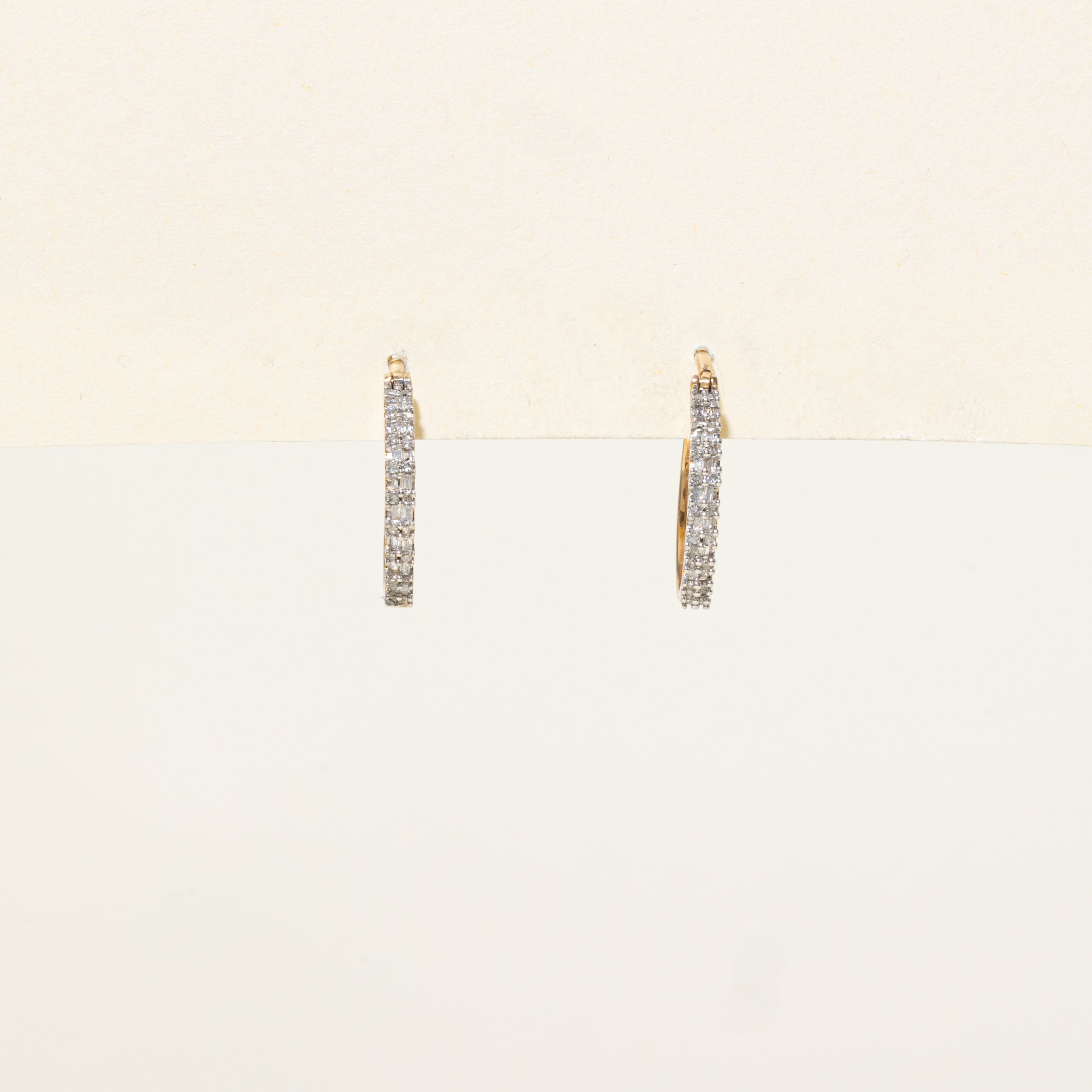 Double Row Diamond Hoop Earrings | 0.17ctw