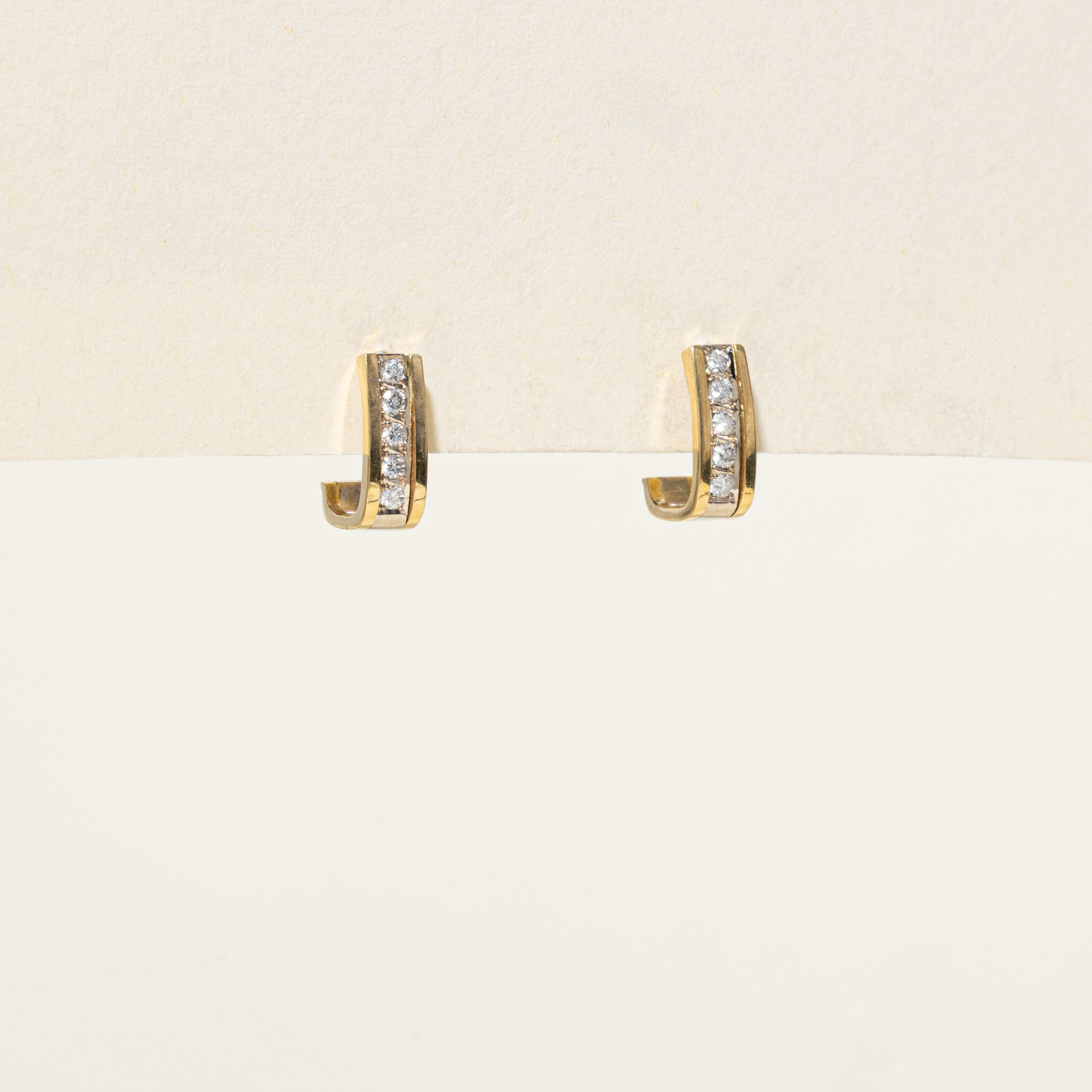 Diamond Column Half Huggie Earrings | 0.17ctw