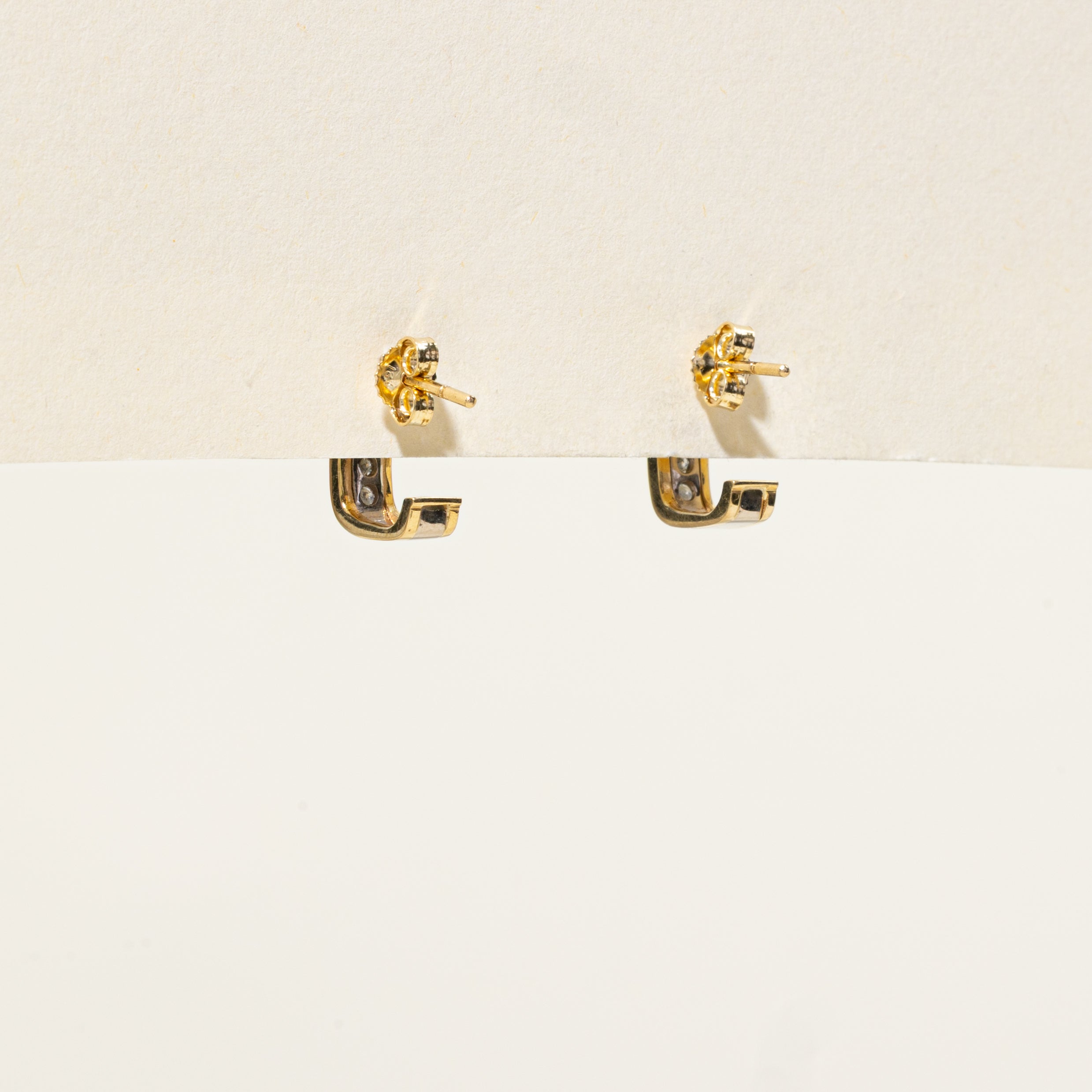 Diamond Column Half Huggie Earrings | 0.17ctw