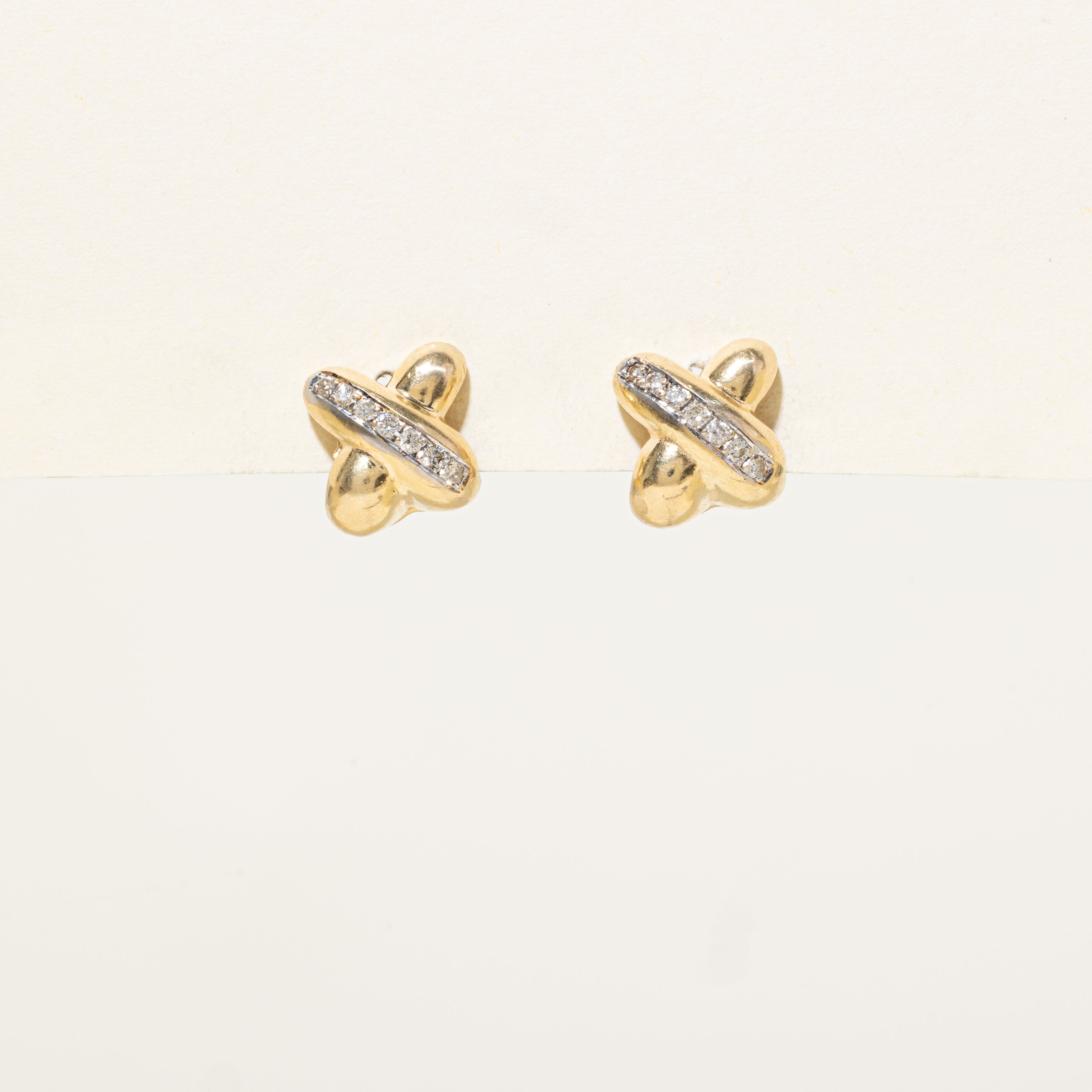 Diagonal Diamond "X" Huggie Earrings | 0.25ctw