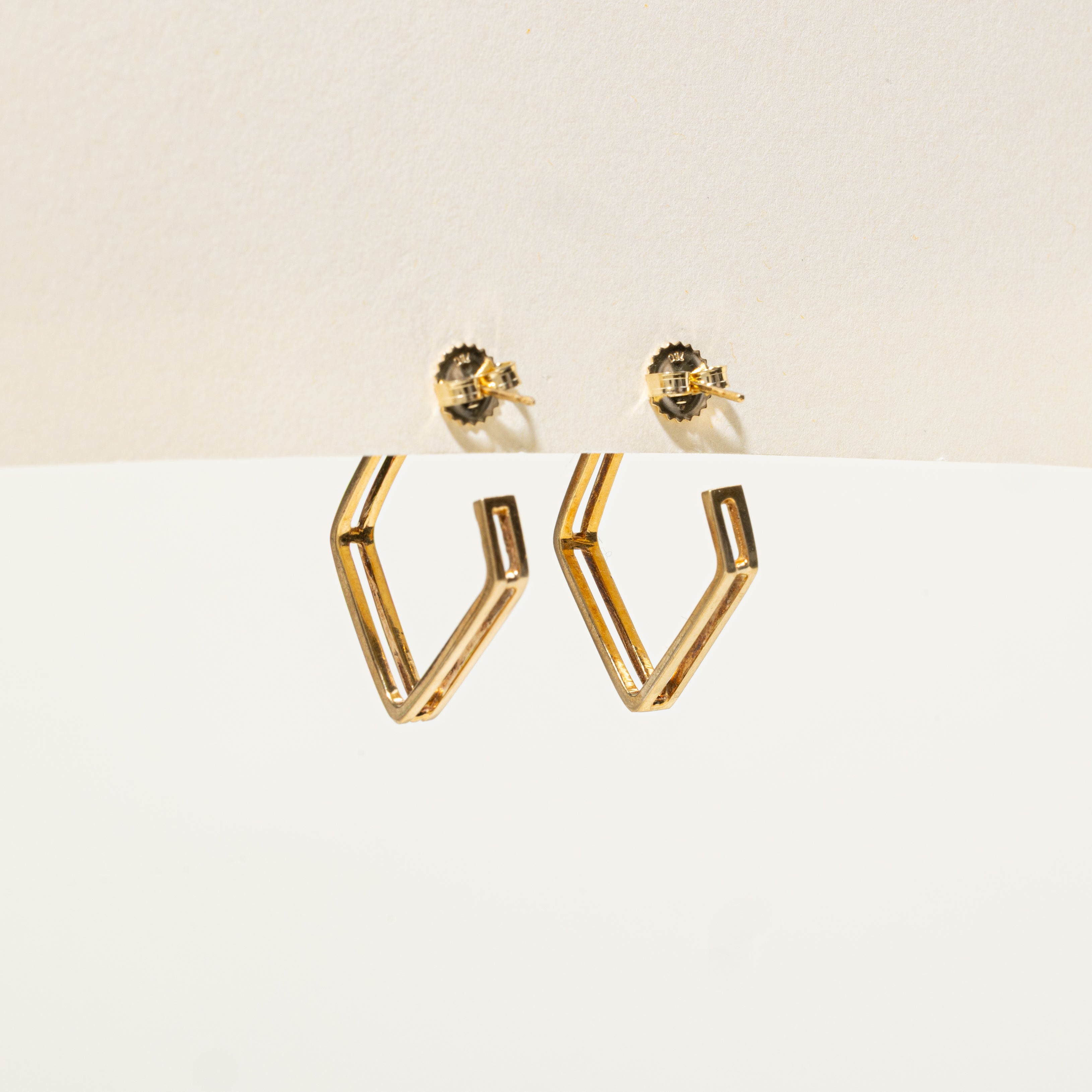 Tension Set Diamond Hexagon Hoop Earrings | 0.11ctw