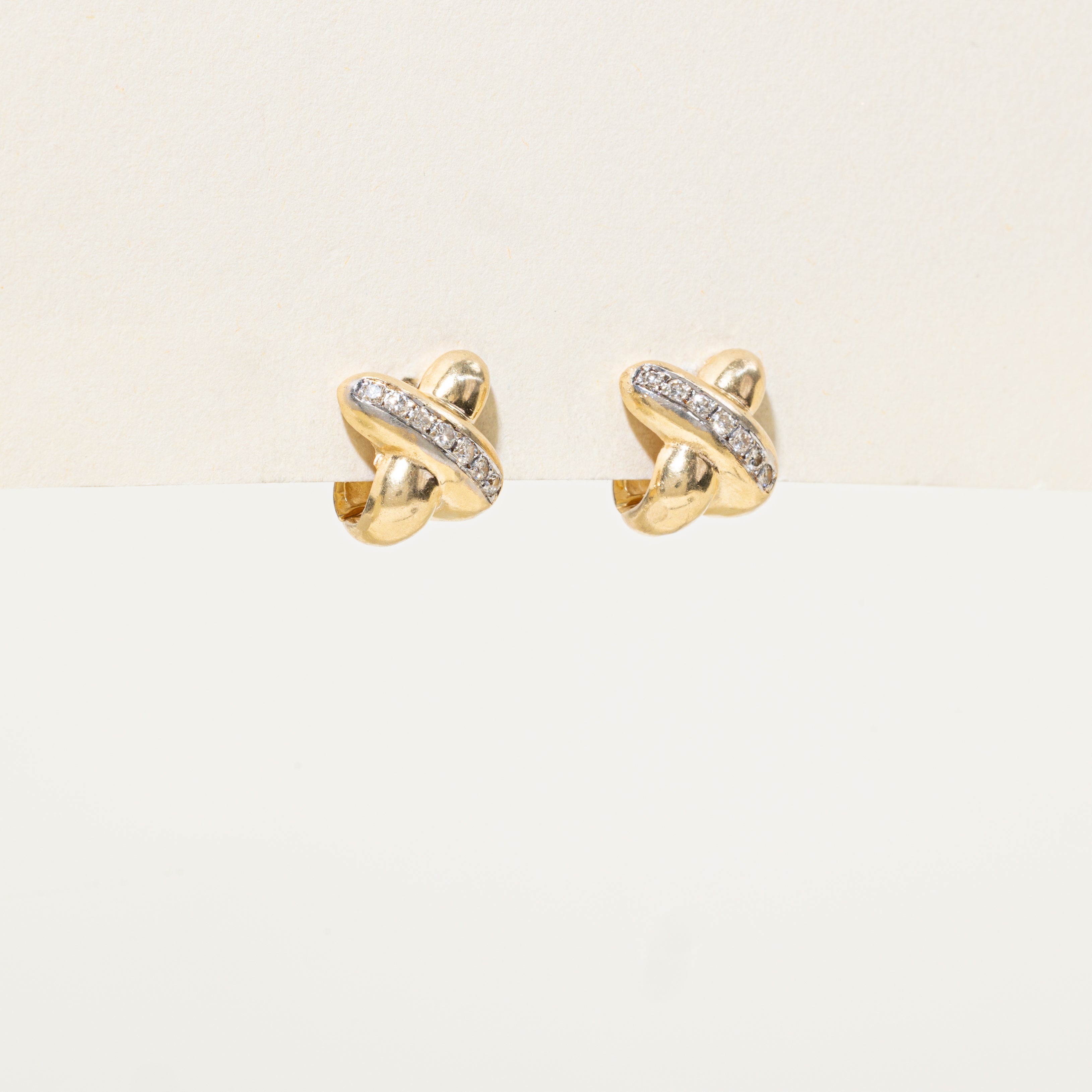 Diagonal Diamond "X" Huggie Earrings | 0.25ctw