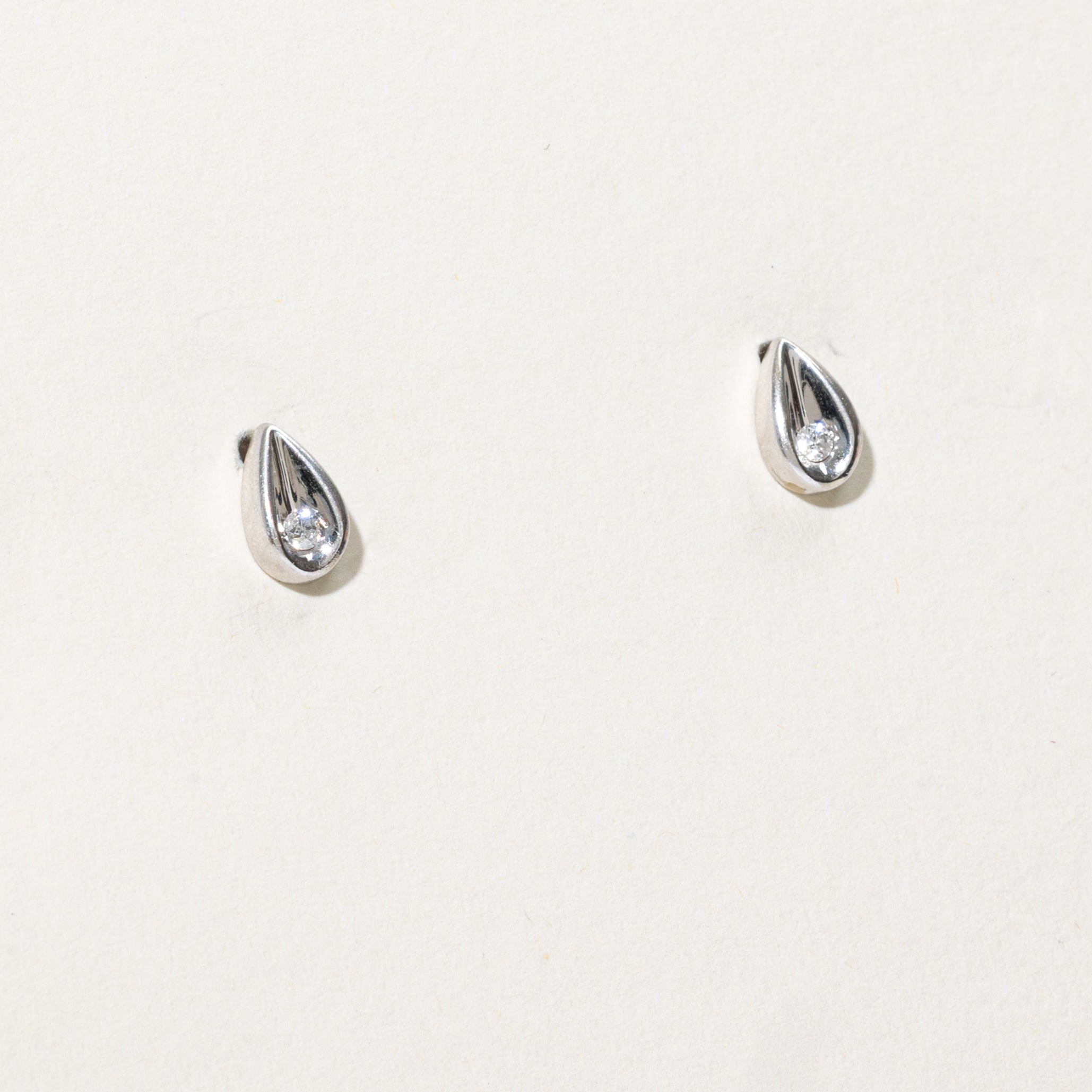 Diamond Pear Shaped Stud Earrings | 0.09ctw