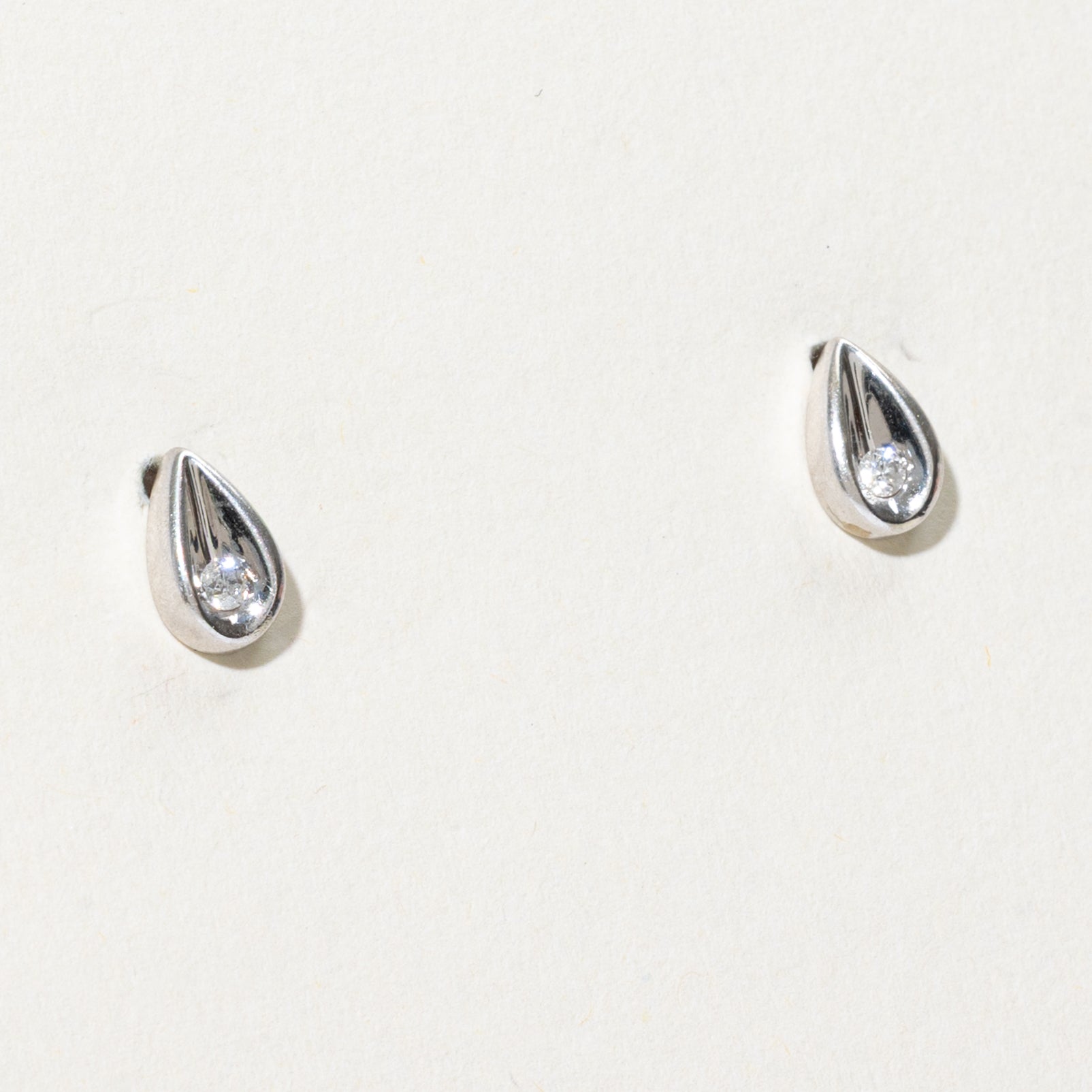 Diamond Pear Shaped Stud Earrings | 0.09ctw