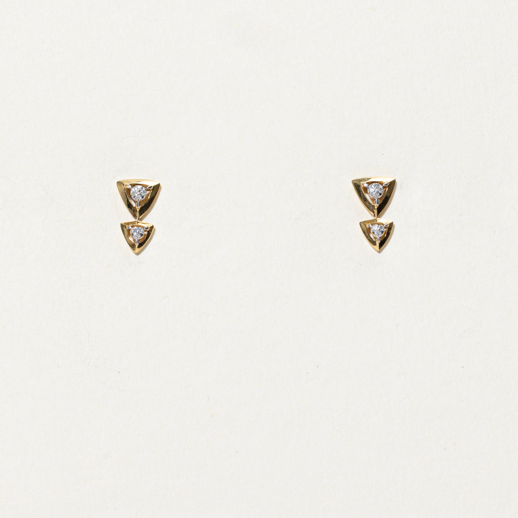 Diamond Double Triangle Stud Earrings | 0.02ctw