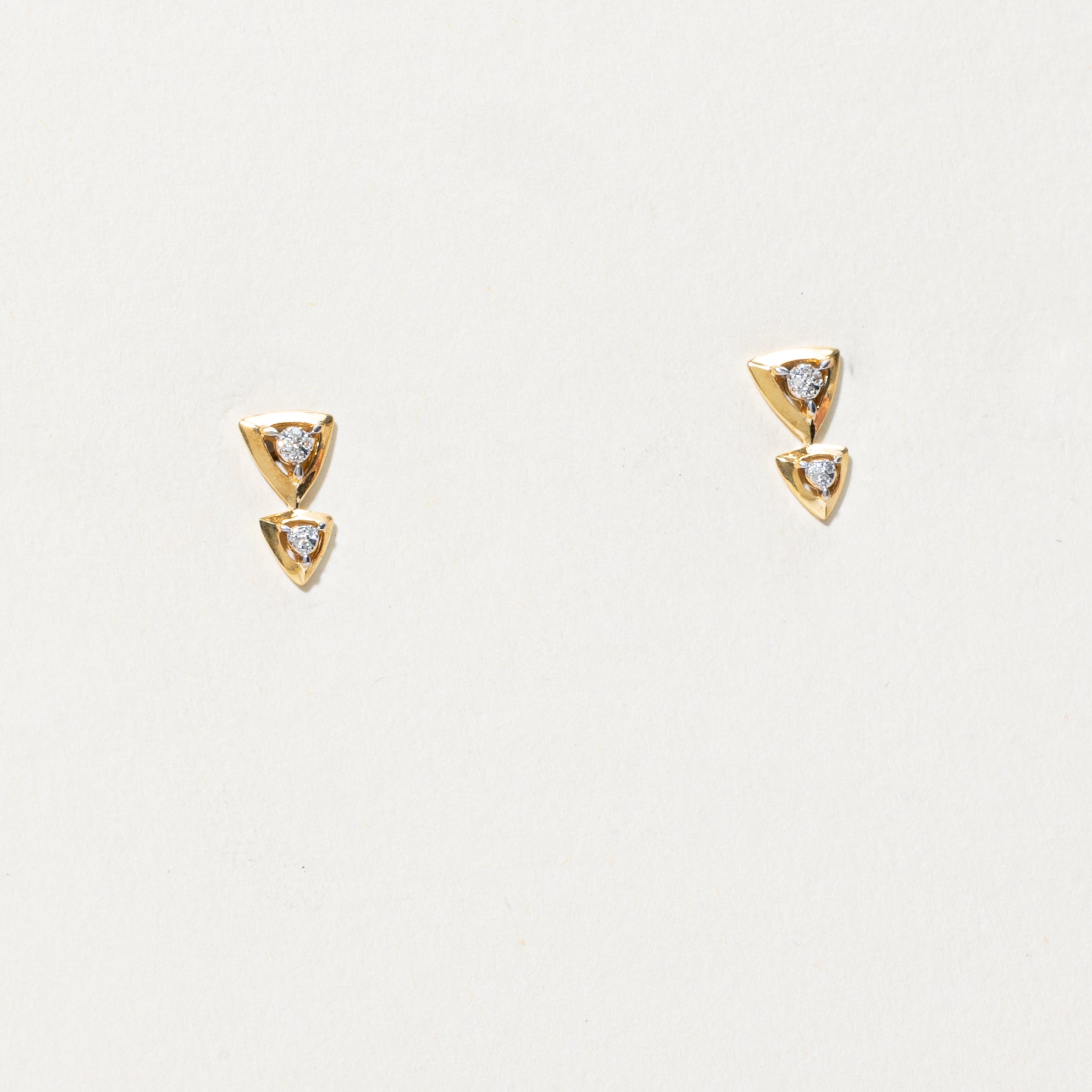 Diamond Double Triangle Stud Earrings | 0.02ctw