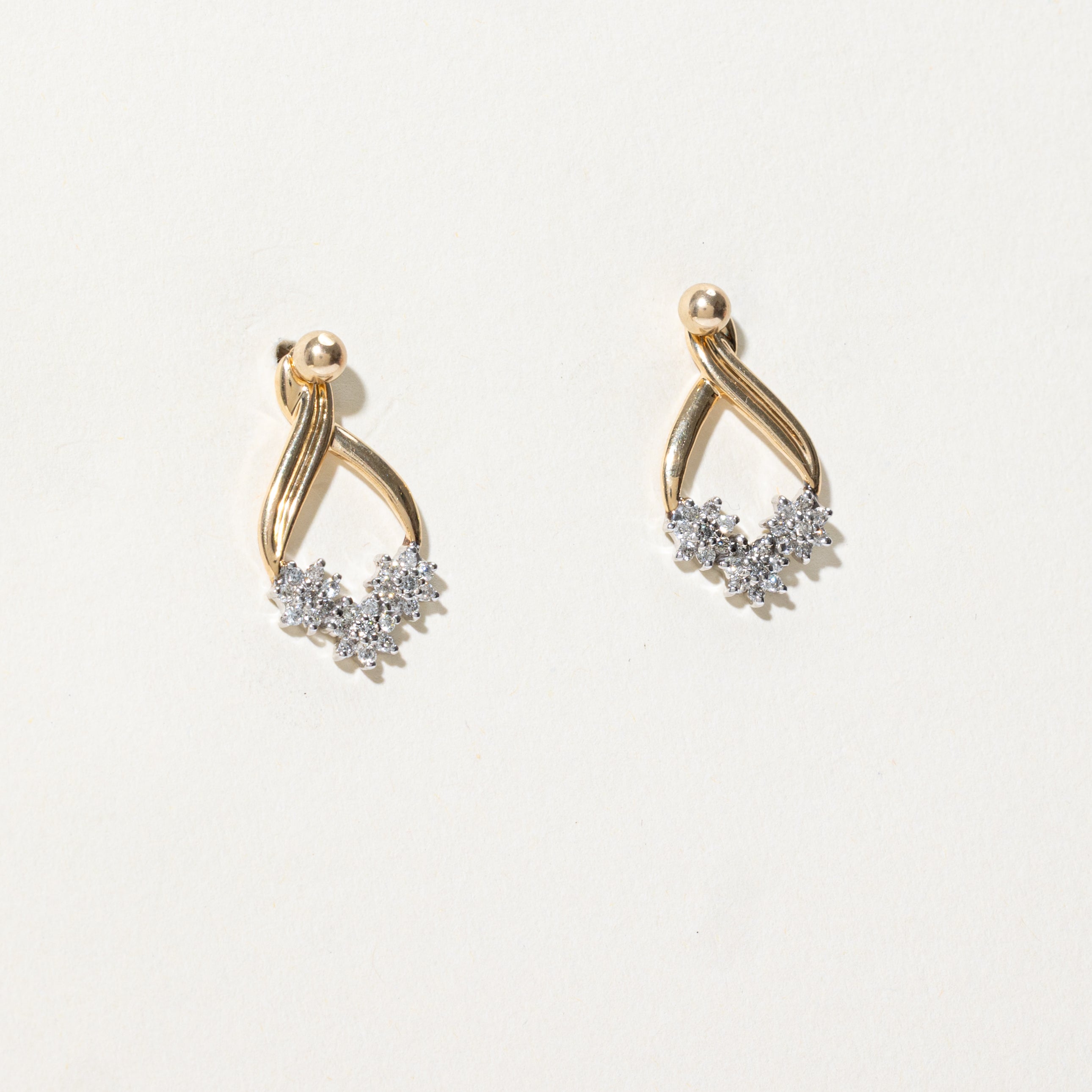 Diamond Petal Cluster Teardrop Drop Earrings | 0.43ctw