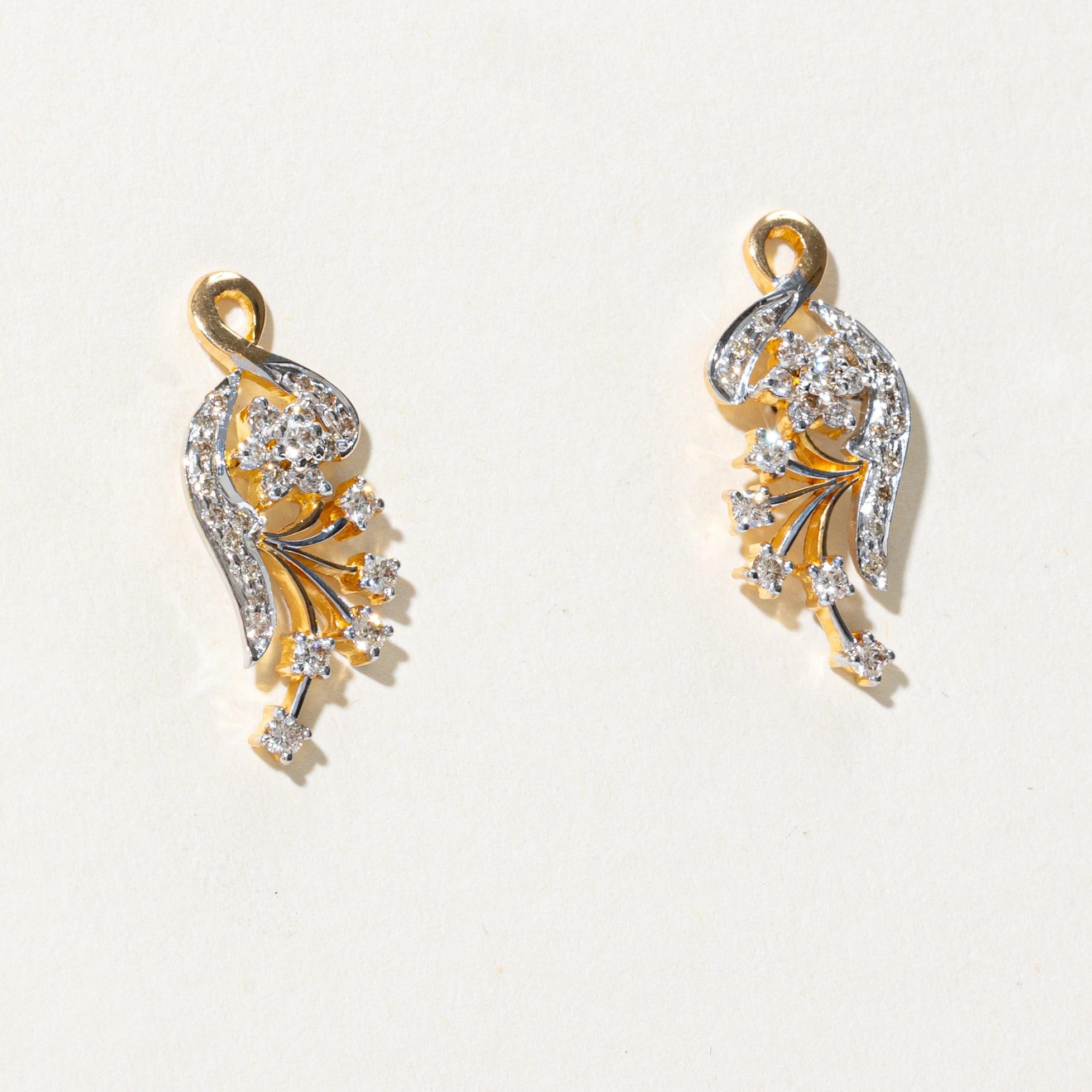 Diamond Floral Ornate Drop Earrings | 0.90ctw