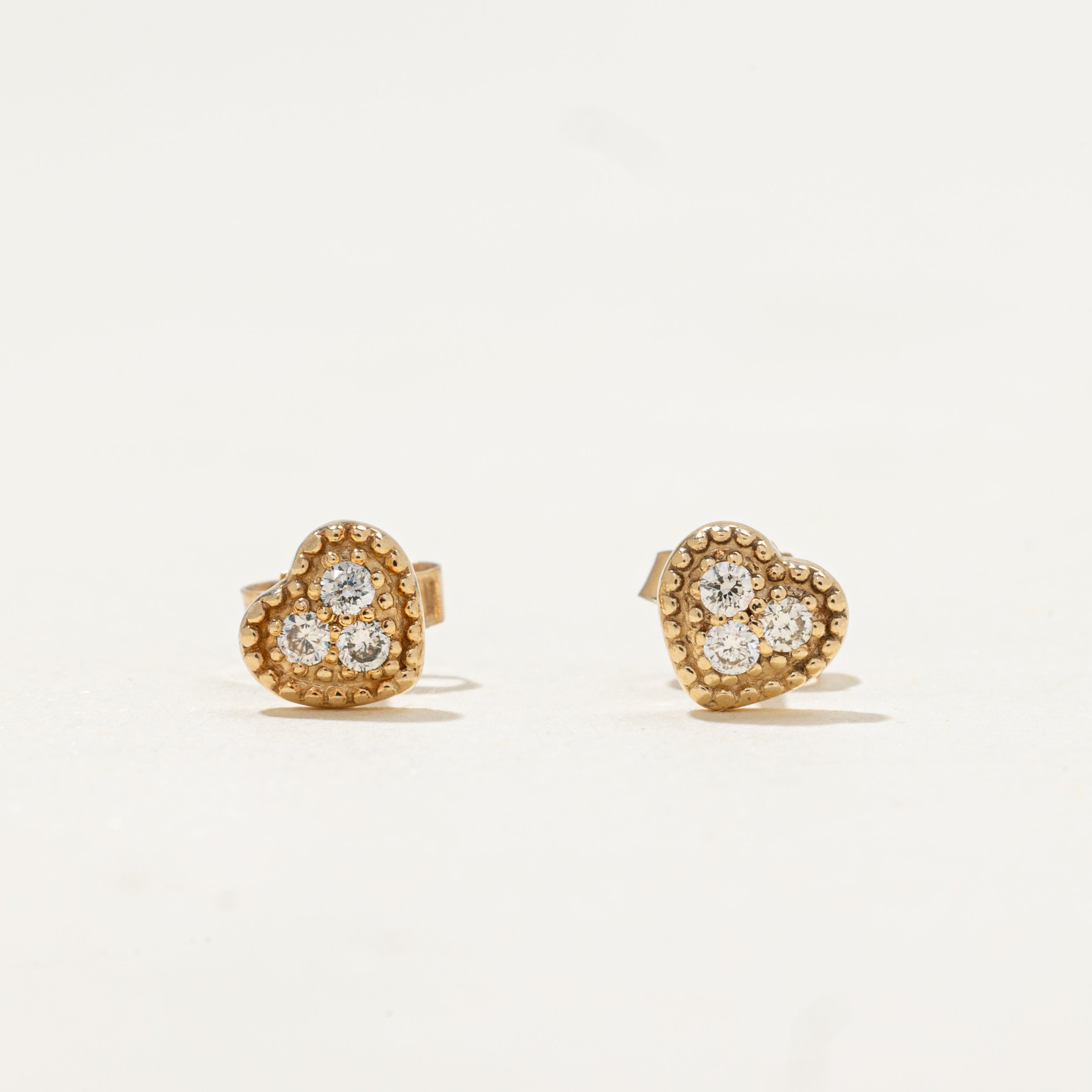 Diamond Milgrain Heart Stud Earrings | 0.09ctw