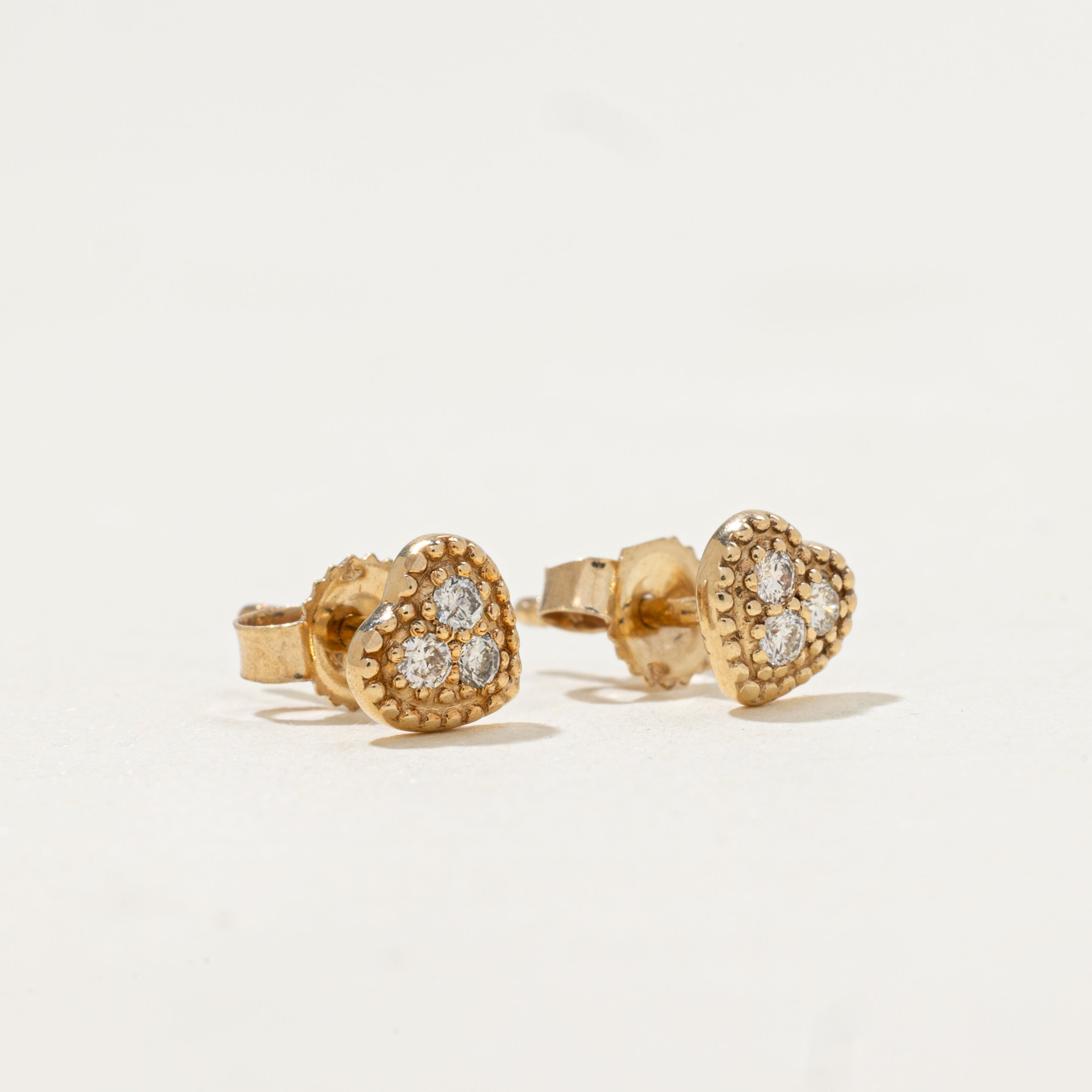 Diamond Milgrain Heart Stud Earrings | 0.09ctw