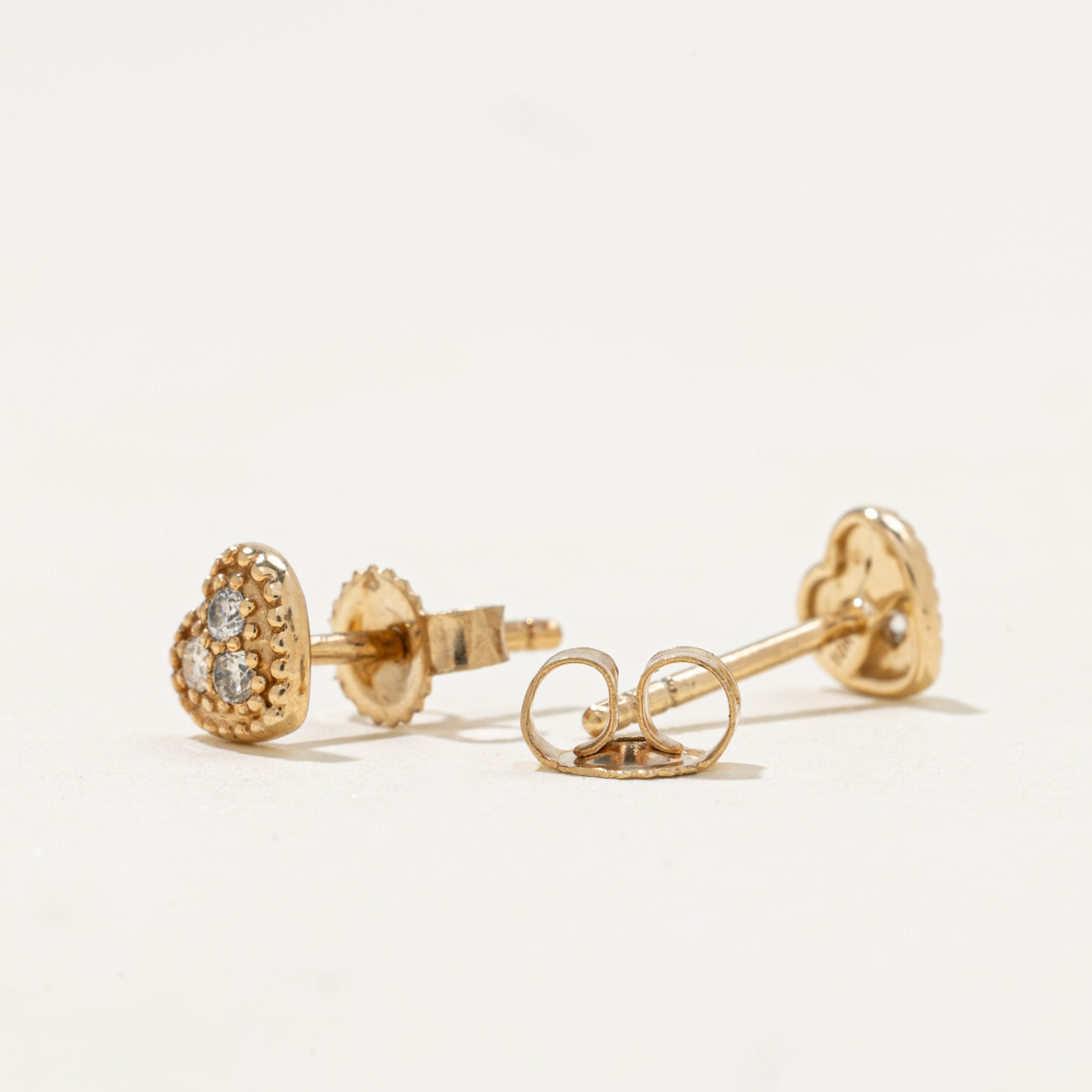Diamond Milgrain Heart Stud Earrings | 0.09ctw