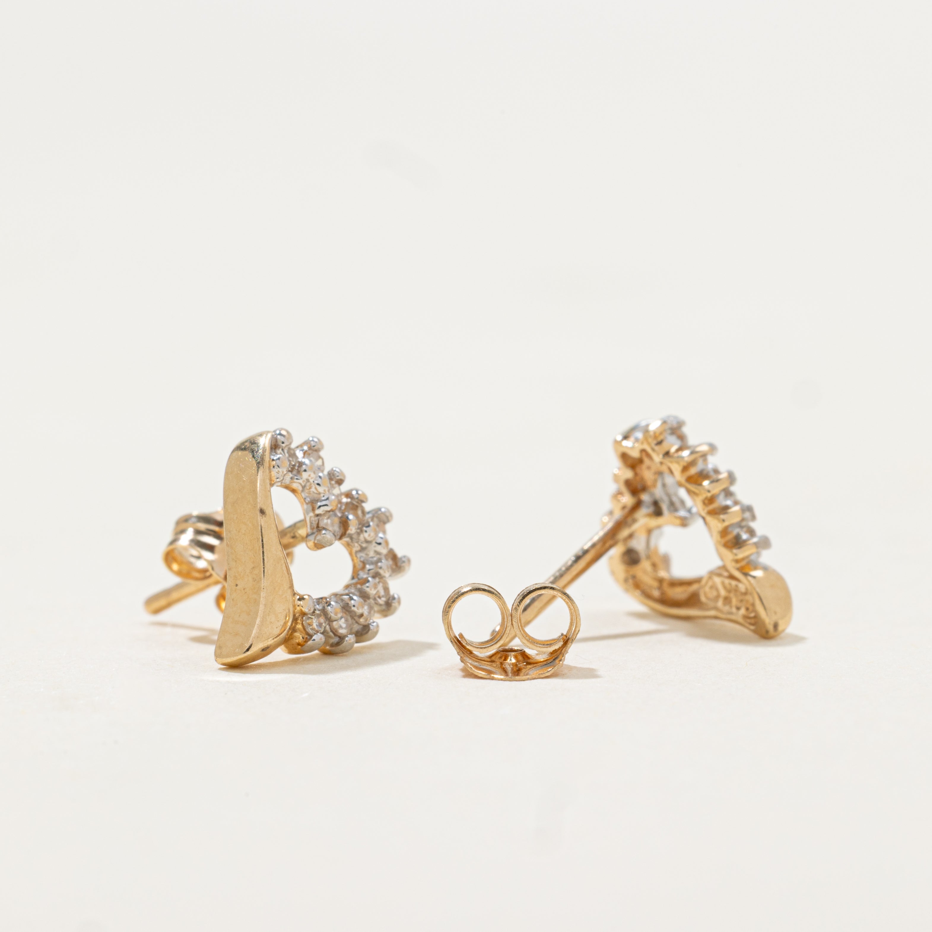 Diamond Petal Open Heart Stud Earrings | 0.11ctw