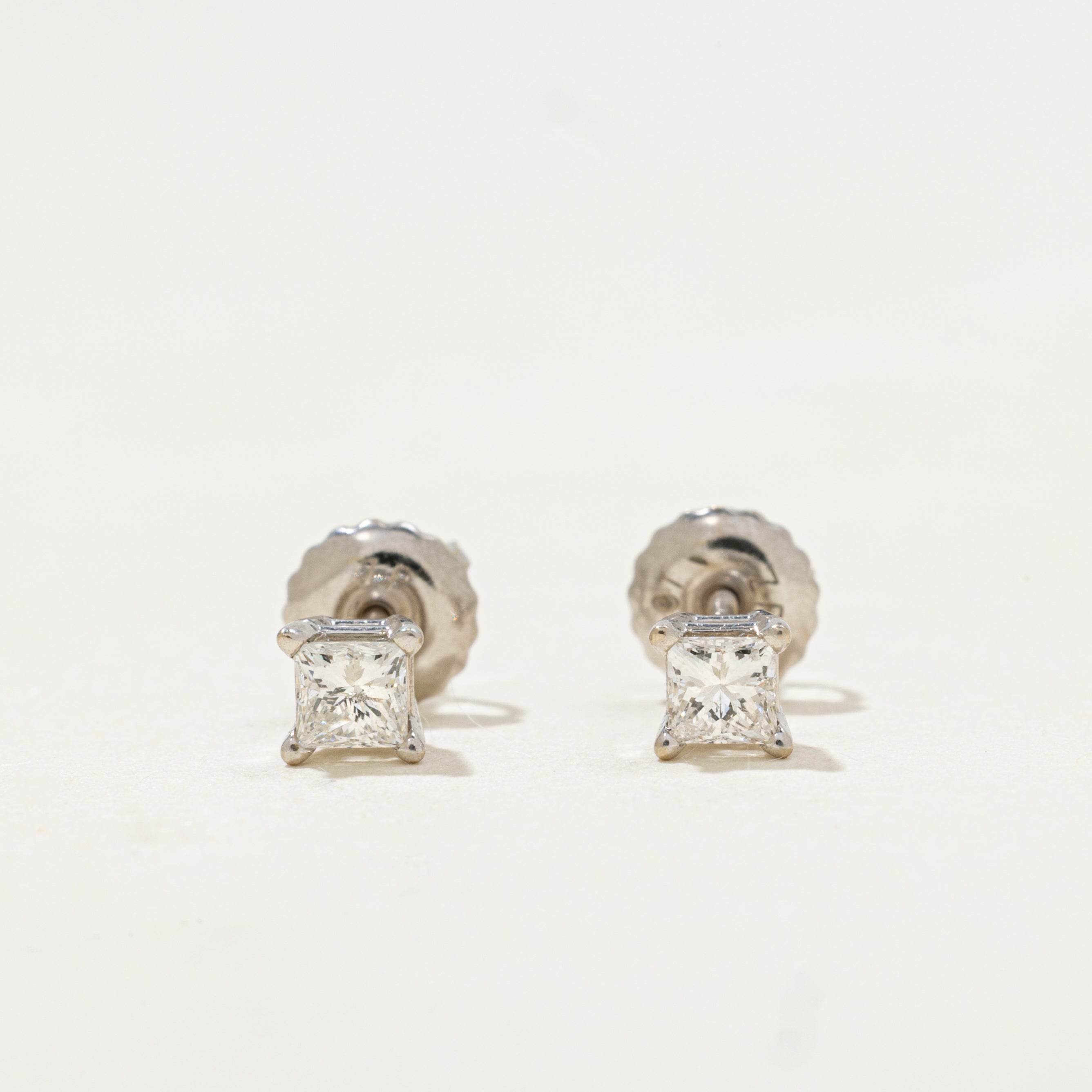 Solitaire Princess Cut Diamond Stud Earrings | 0.31ctw