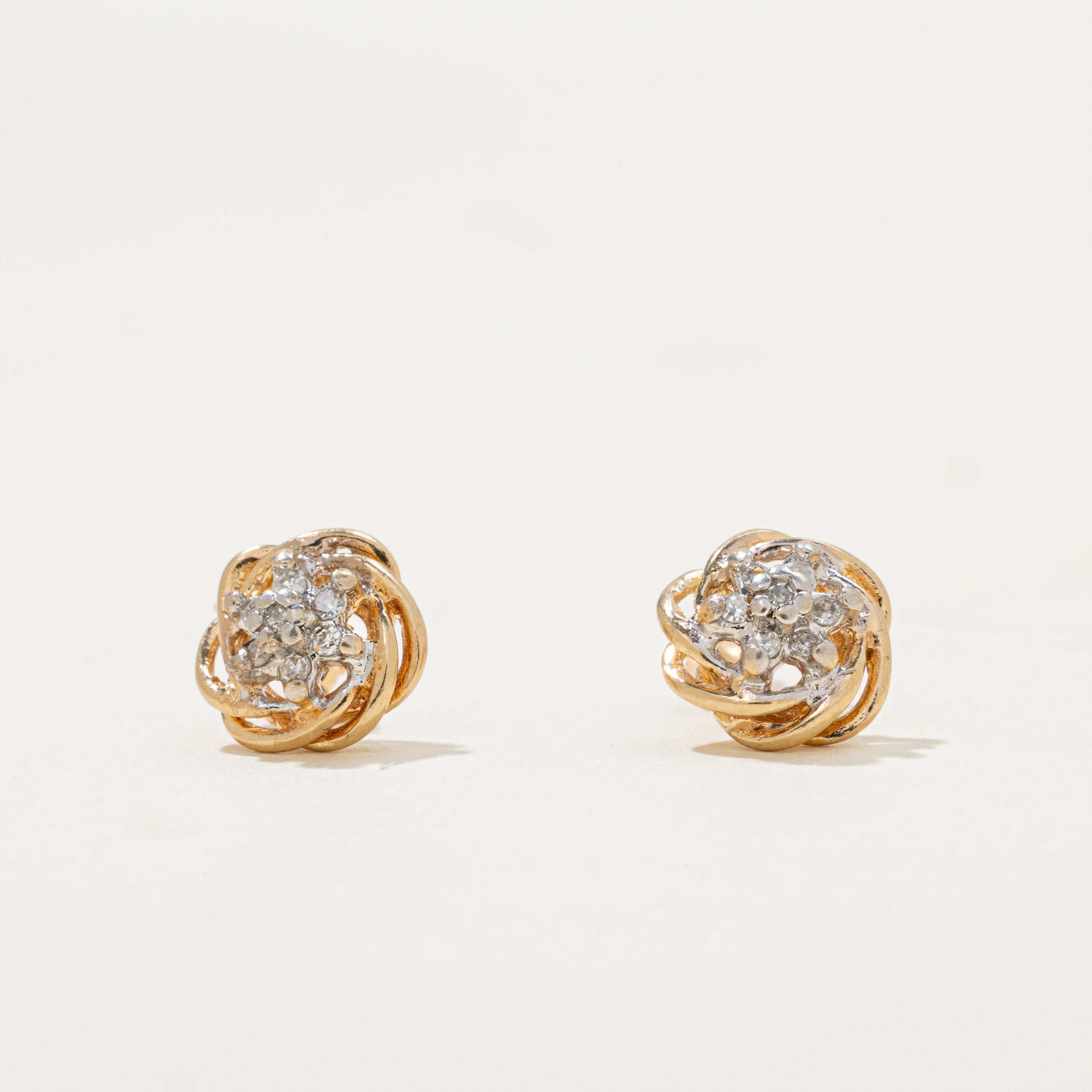 Diamond Cluster Knot Stud Earrings | 0.07ctw