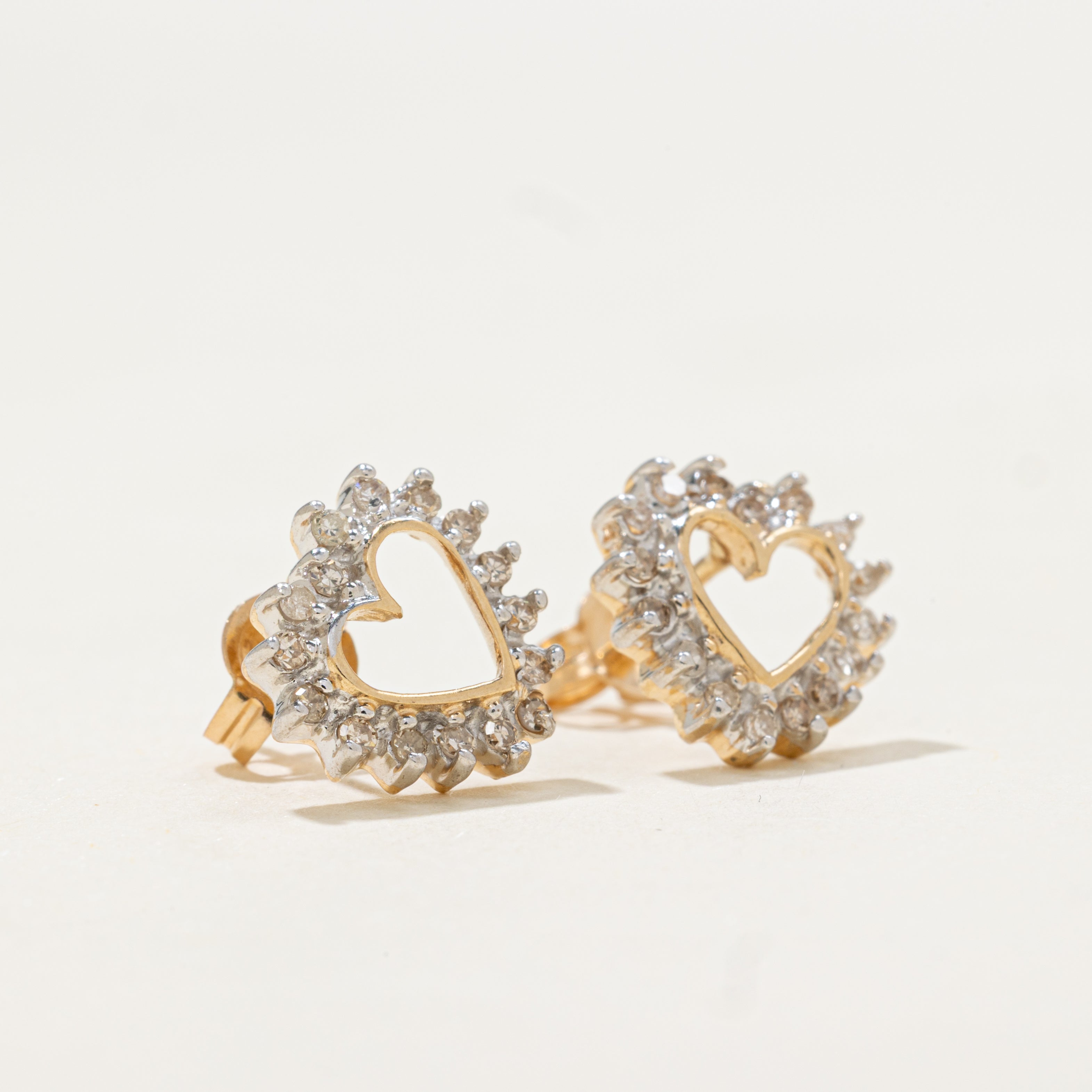 Diamond Petal Open Heart Stud Earrings | 0.28ctw