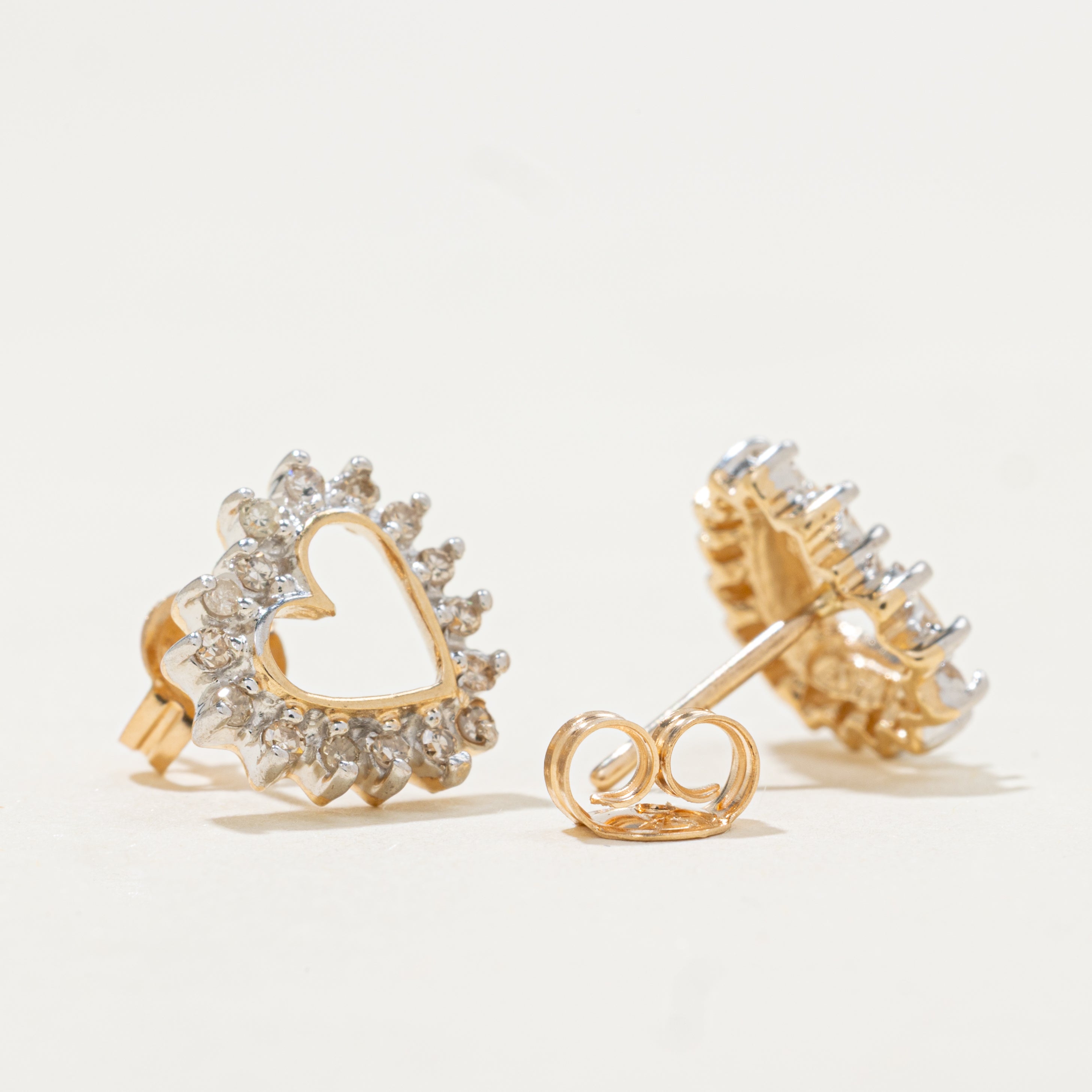 Diamond Petal Open Heart Stud Earrings | 0.28ctw