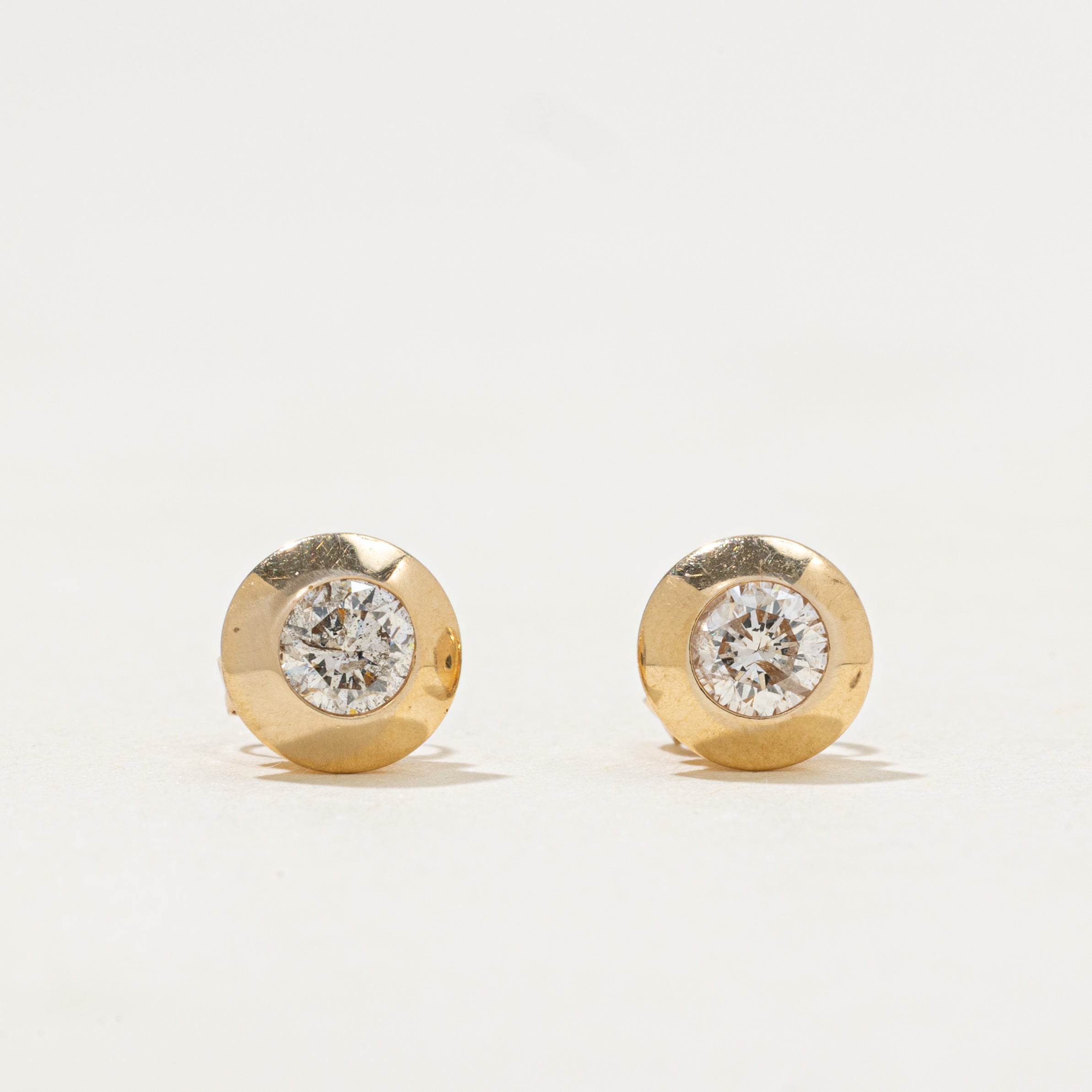 Bezel Set Diamond Roundel Stud Earrings | 0.39ctw