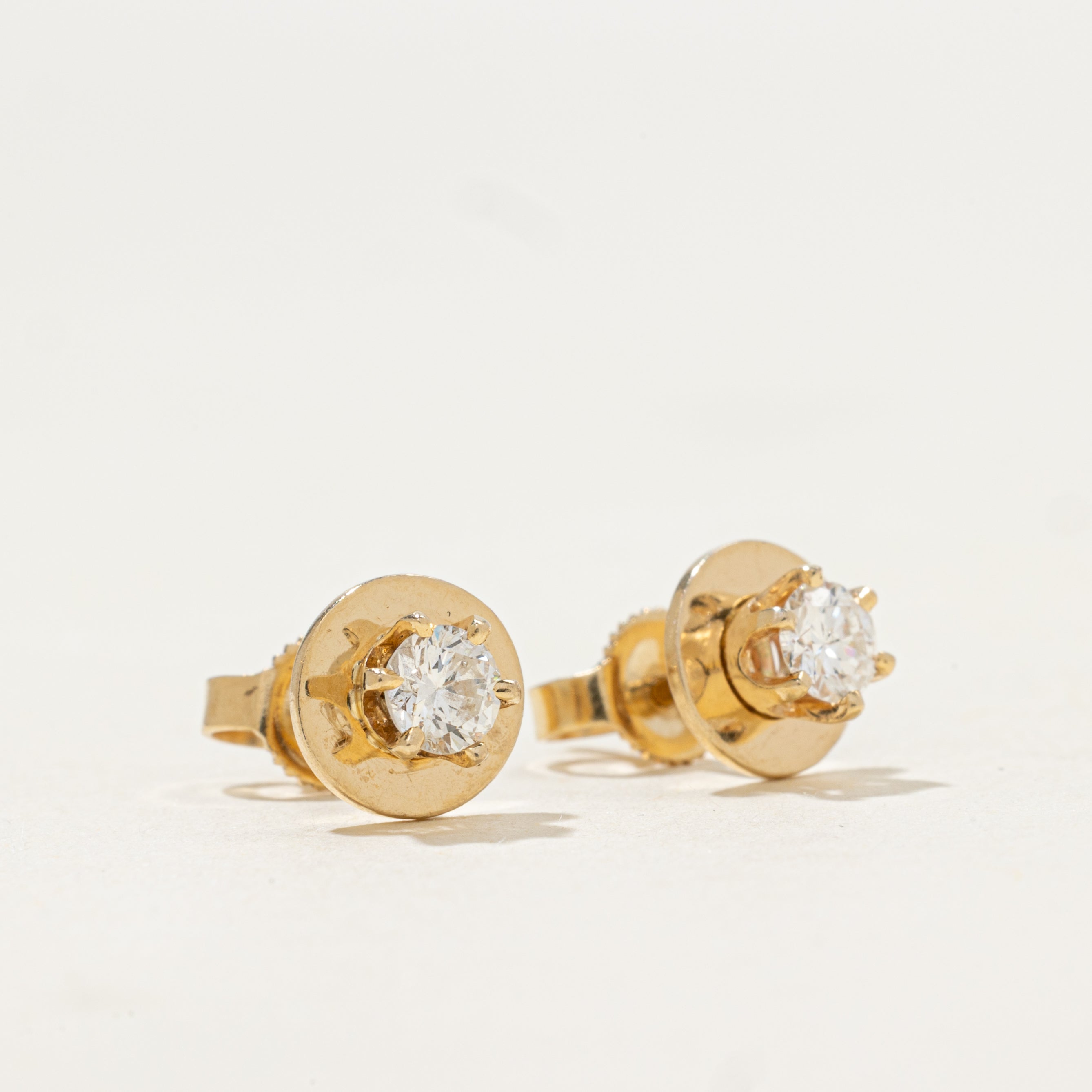 Solitaire Diamond Circle Stud Earrings | 0.39ctw