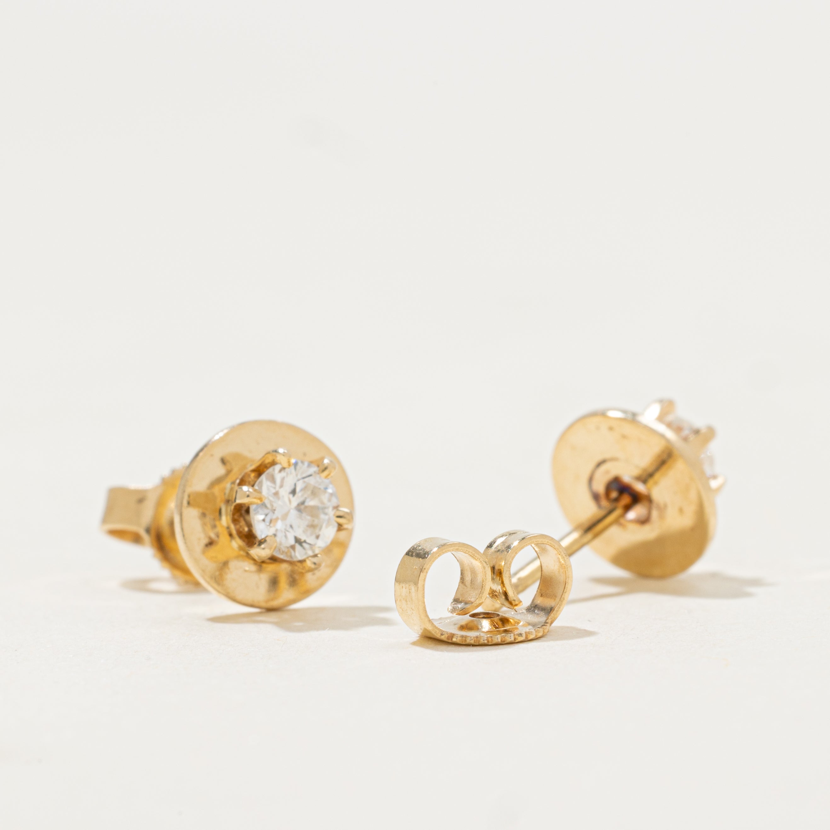 Solitaire Diamond Circle Stud Earrings | 0.39ctw