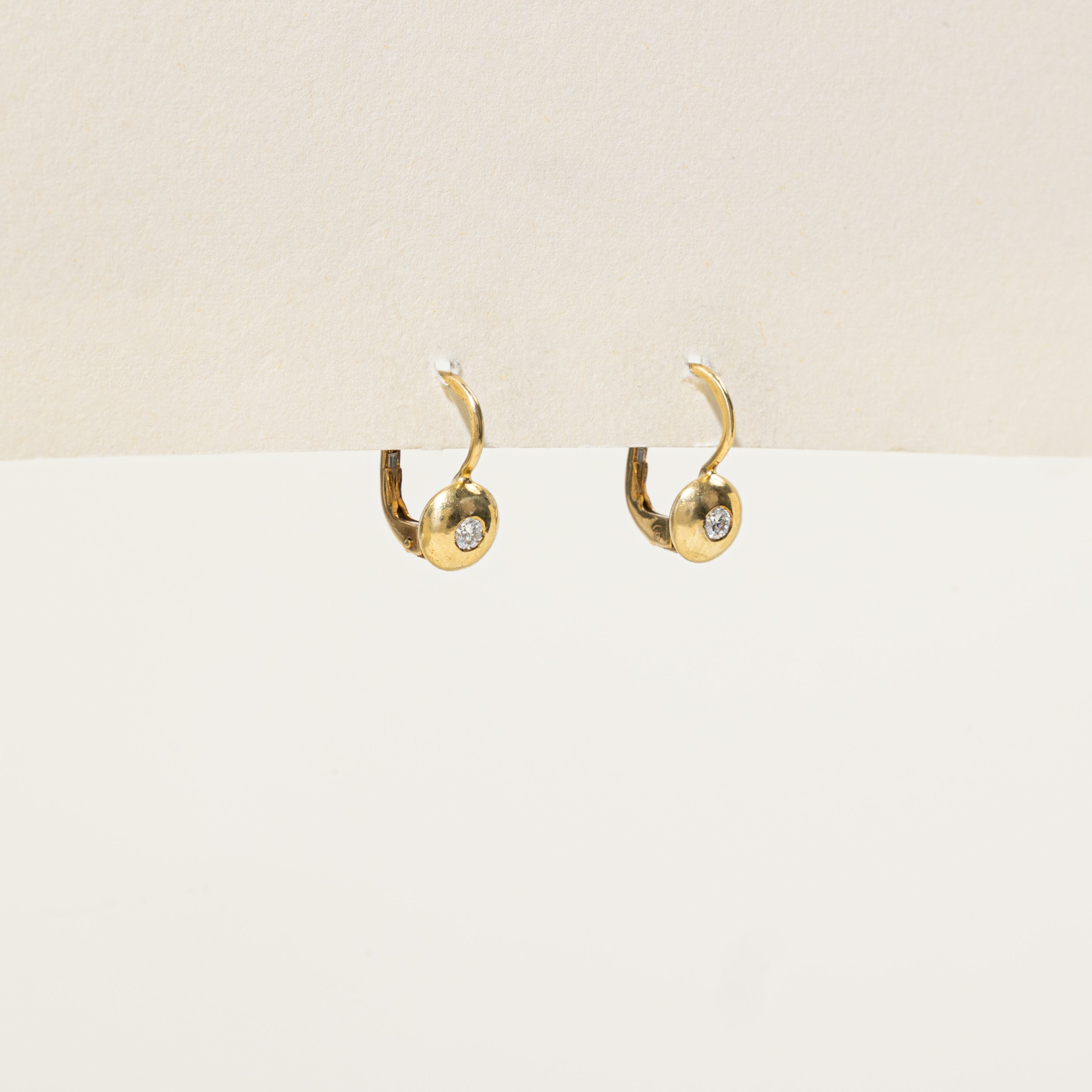 Bezel Set Diamond Leverback Earrings | 0.12ctw