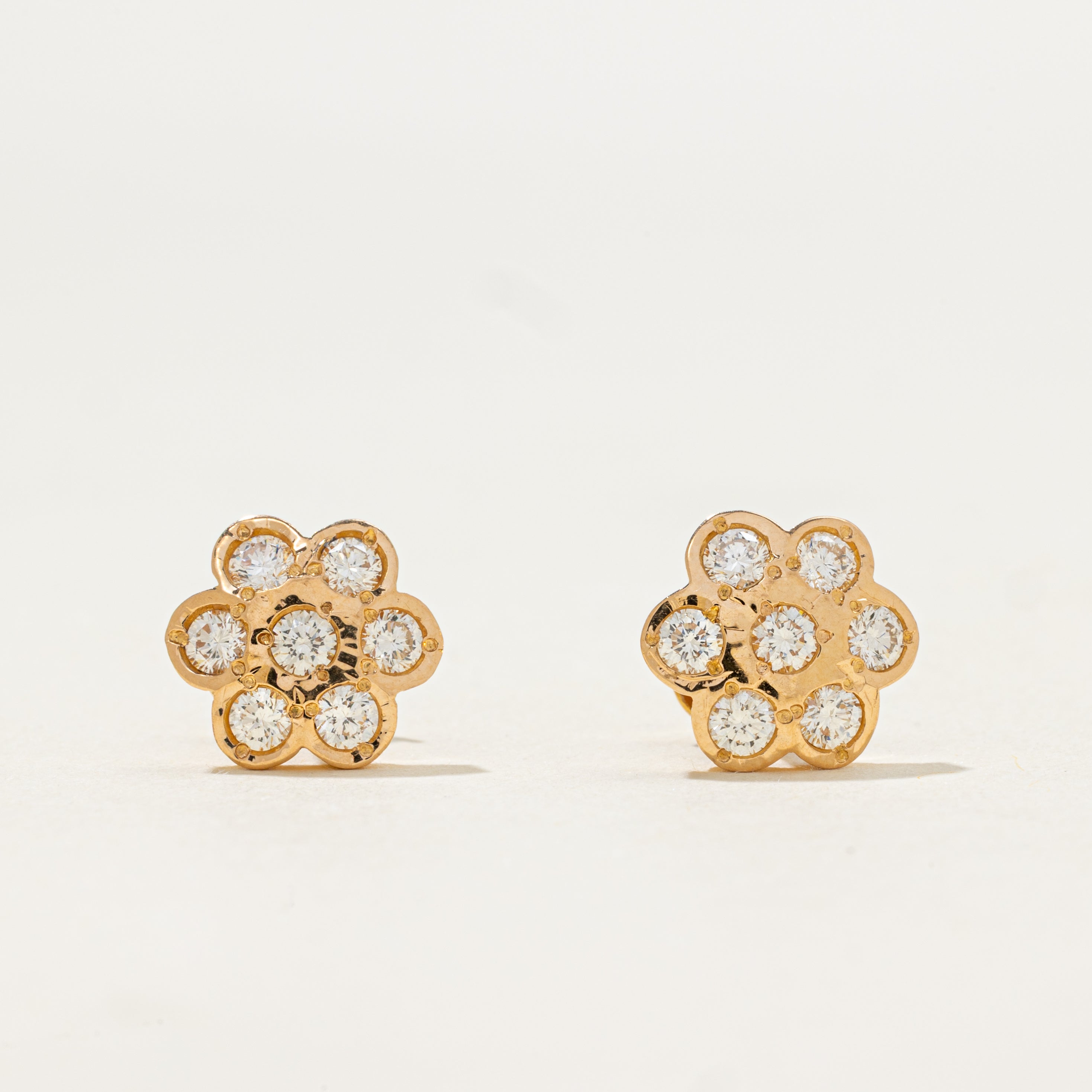 Diamond Daisy Flat Back Stud Earrings | 0.70ctw