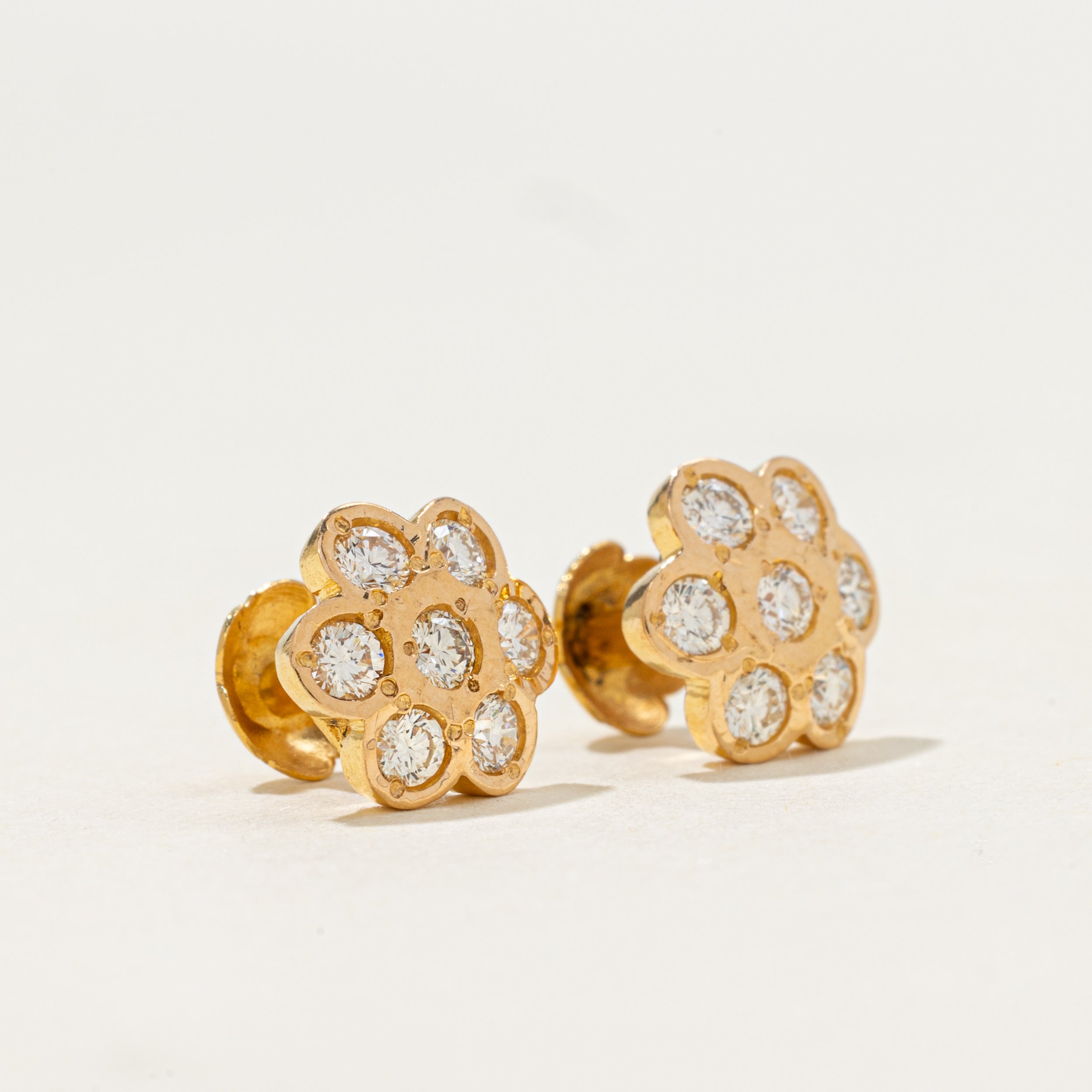Diamond Daisy Flat Back Stud Earrings | 0.70ctw