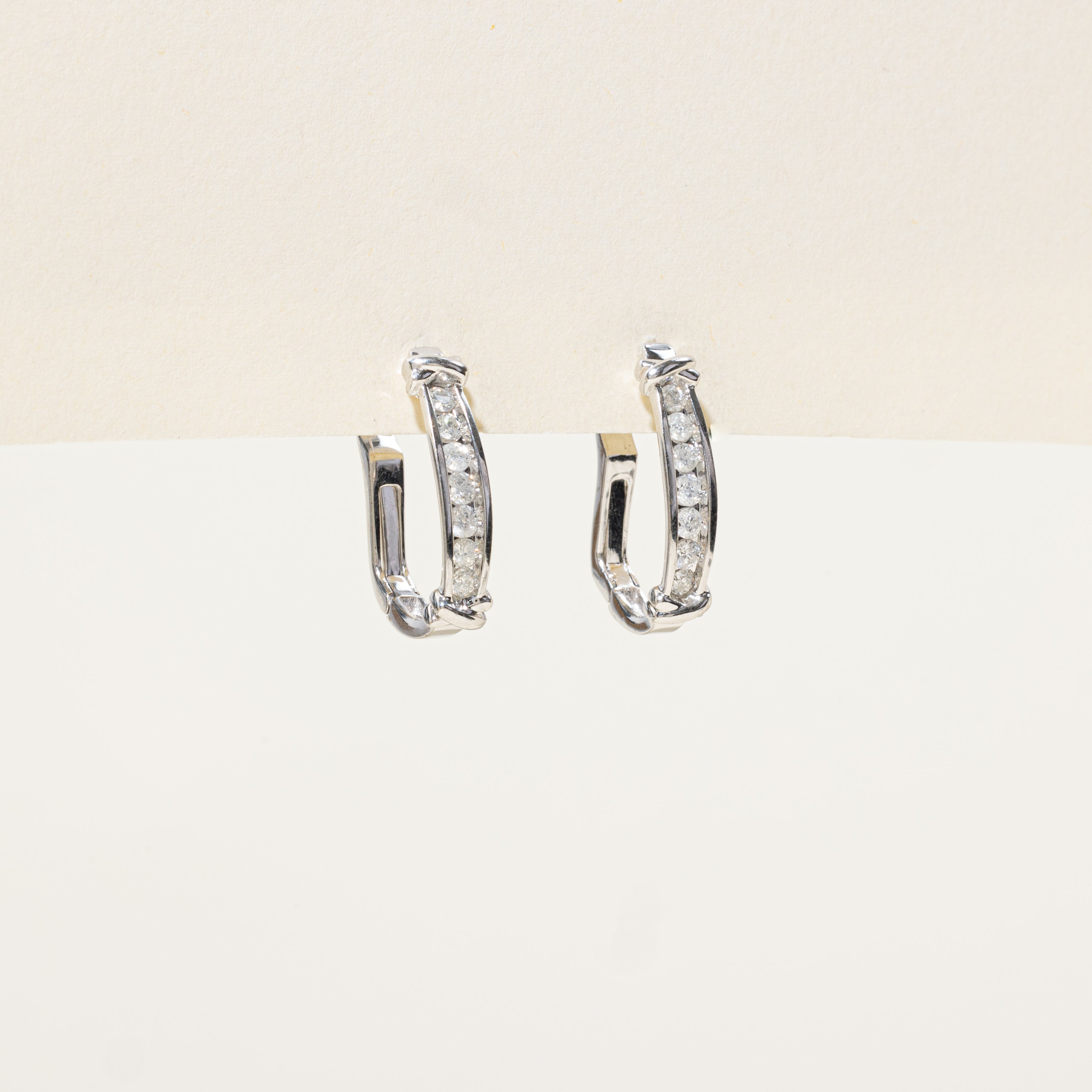 Channel Set Diamond Hoop Earrings | 0.90ctw