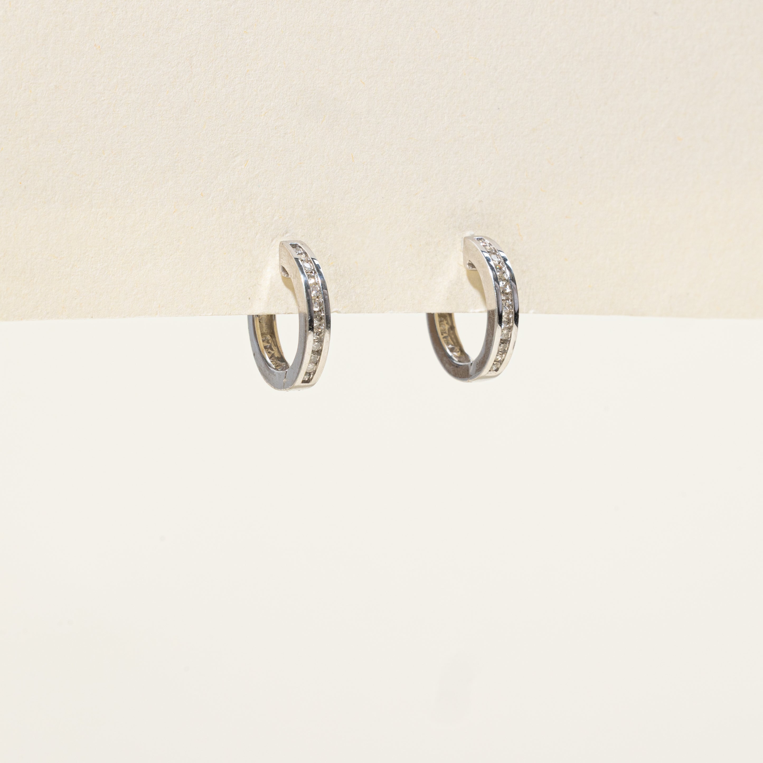 Channel Set Diamond Hoop Earrings | 0.24ctw