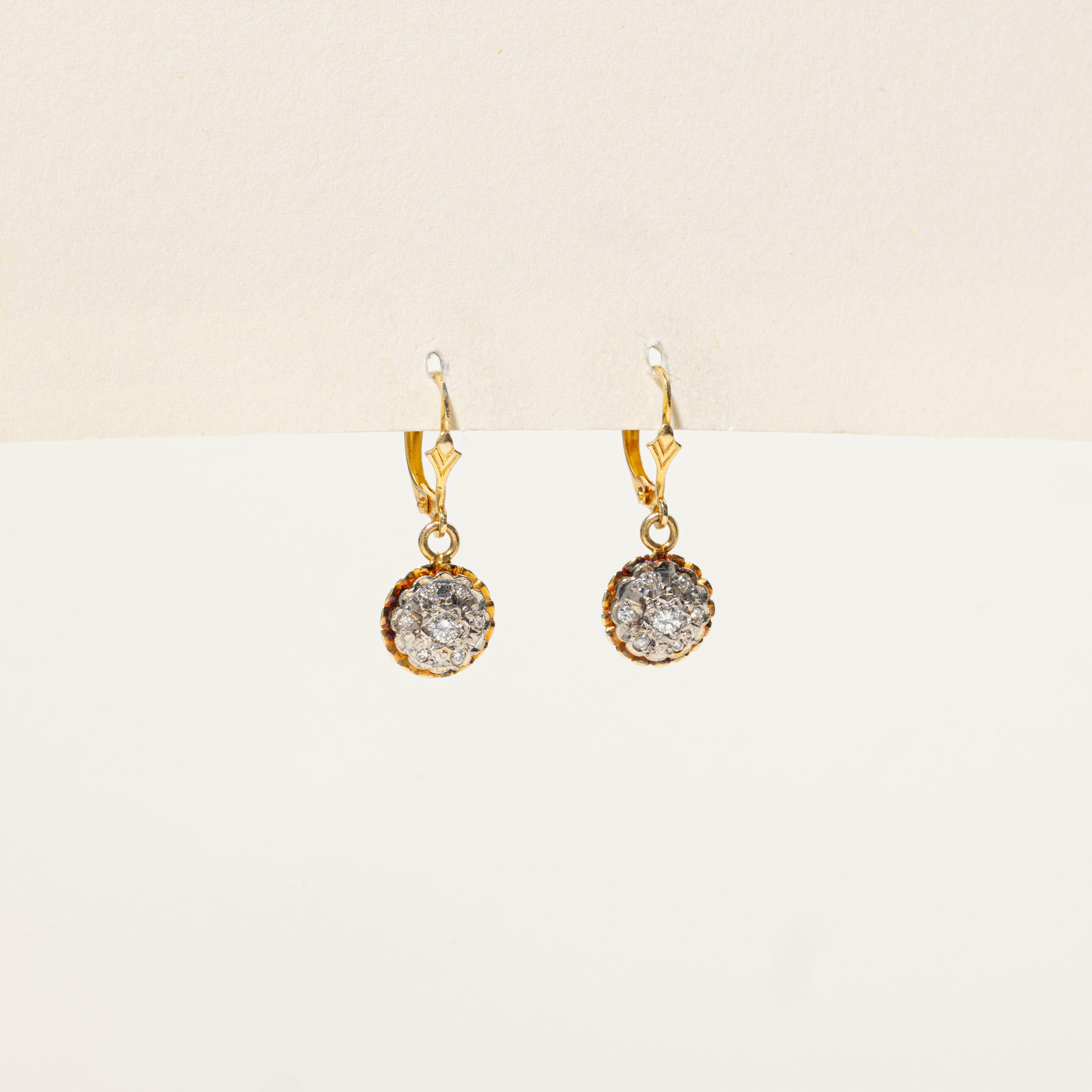 Diamond Halo Scalloped Drop Earrings | 0.29ctw
