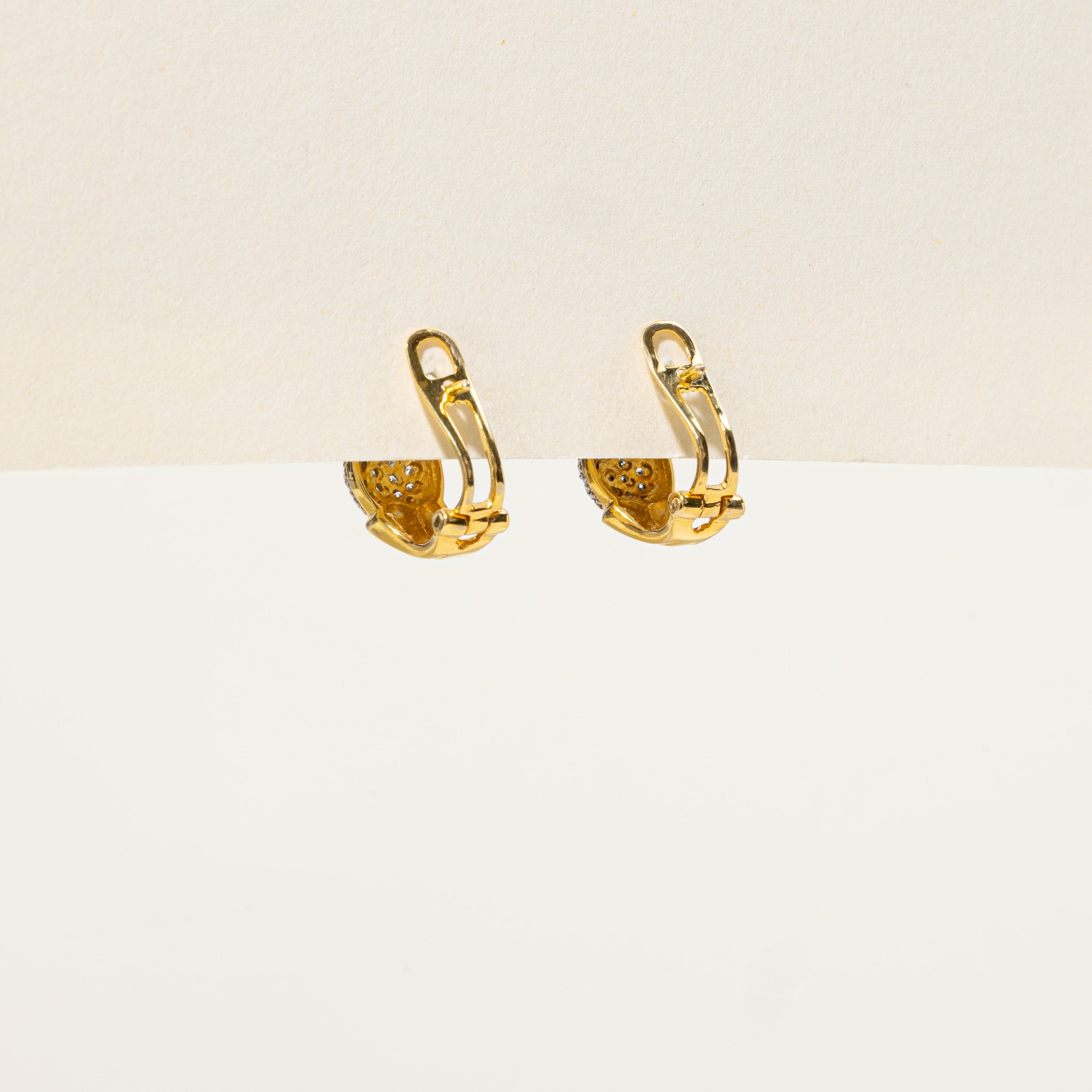 Diamond Cluster Grooved Half Hoop Earrings | 0.26ctw