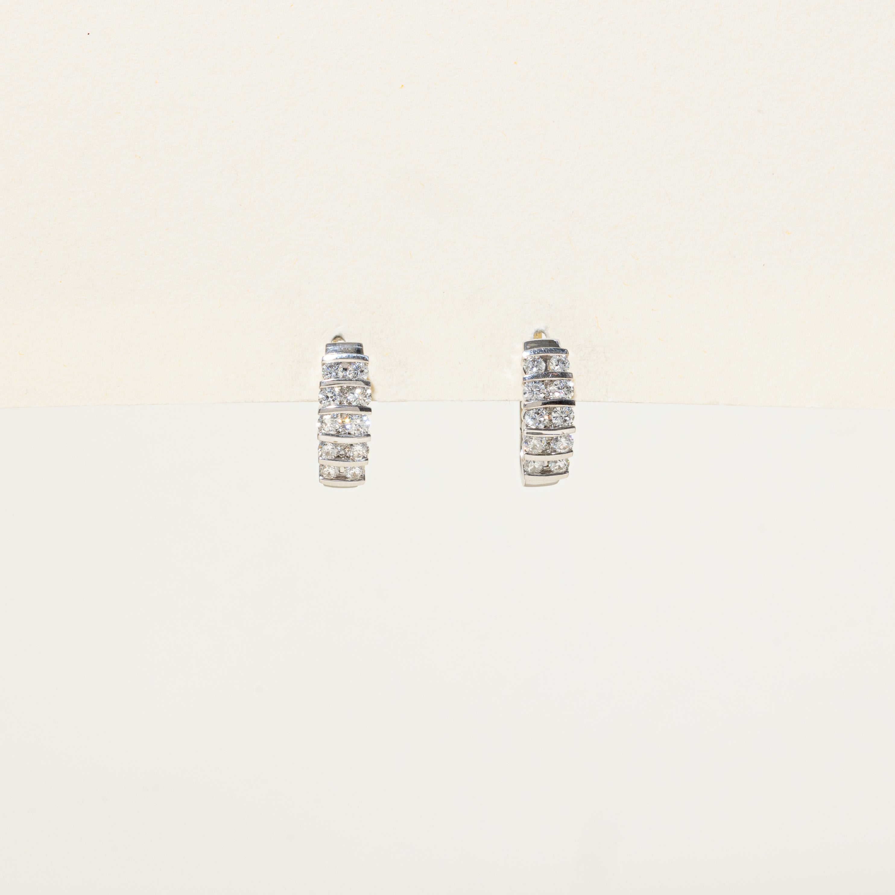Channel Set Diamond Hoop Earrings | 1.06ctw