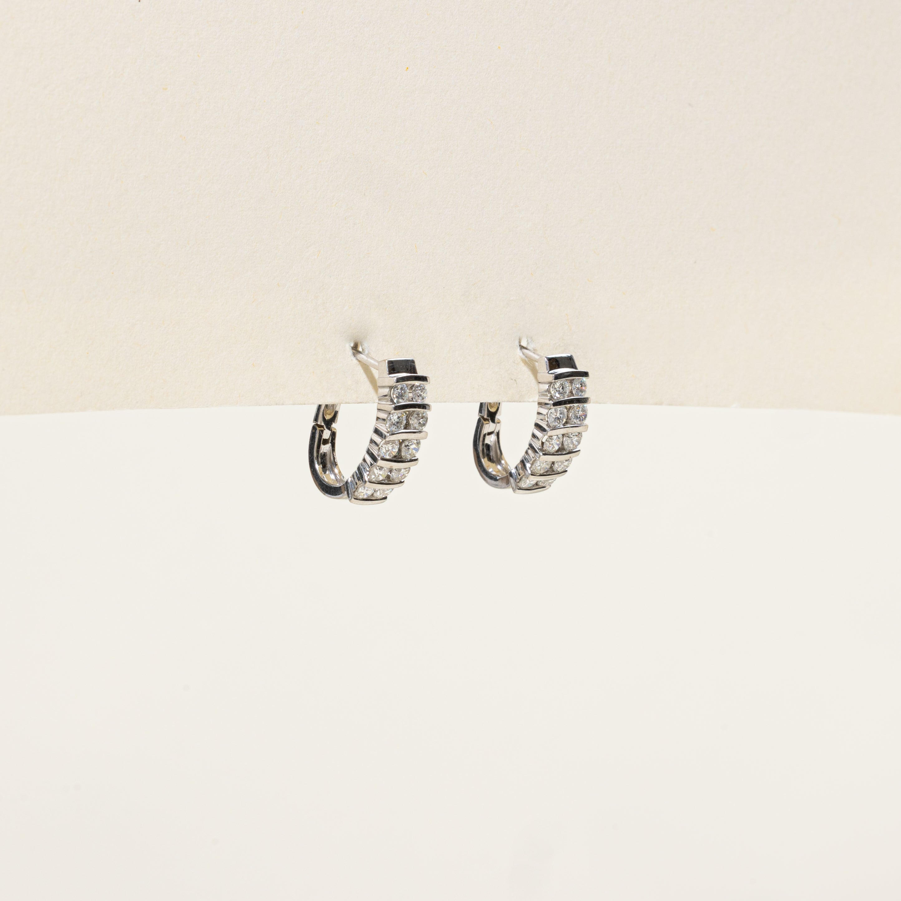 Channel Set Diamond Hoop Earrings | 1.06ctw
