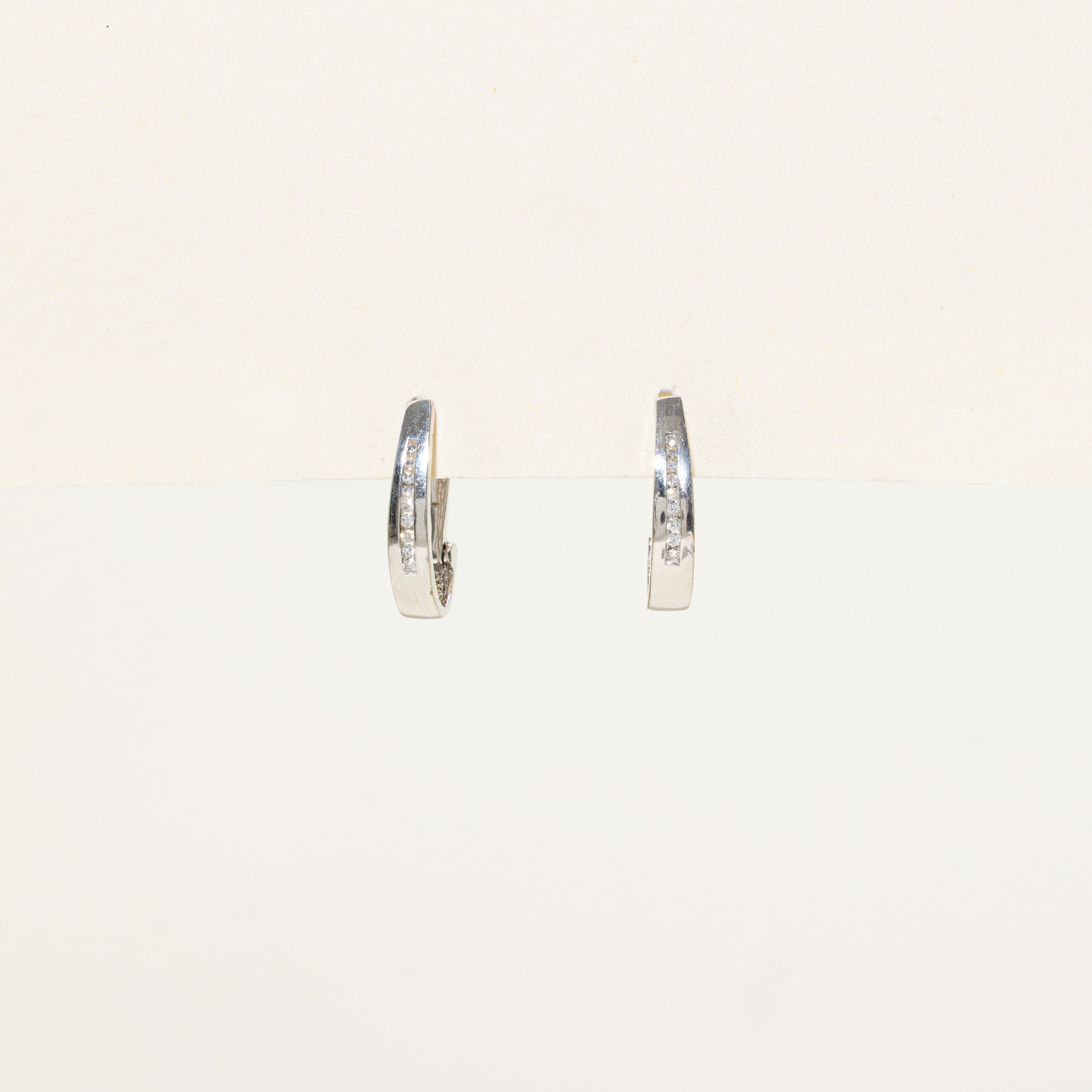 Channel Set Diamond Hoop Earrings | 0.14ctw