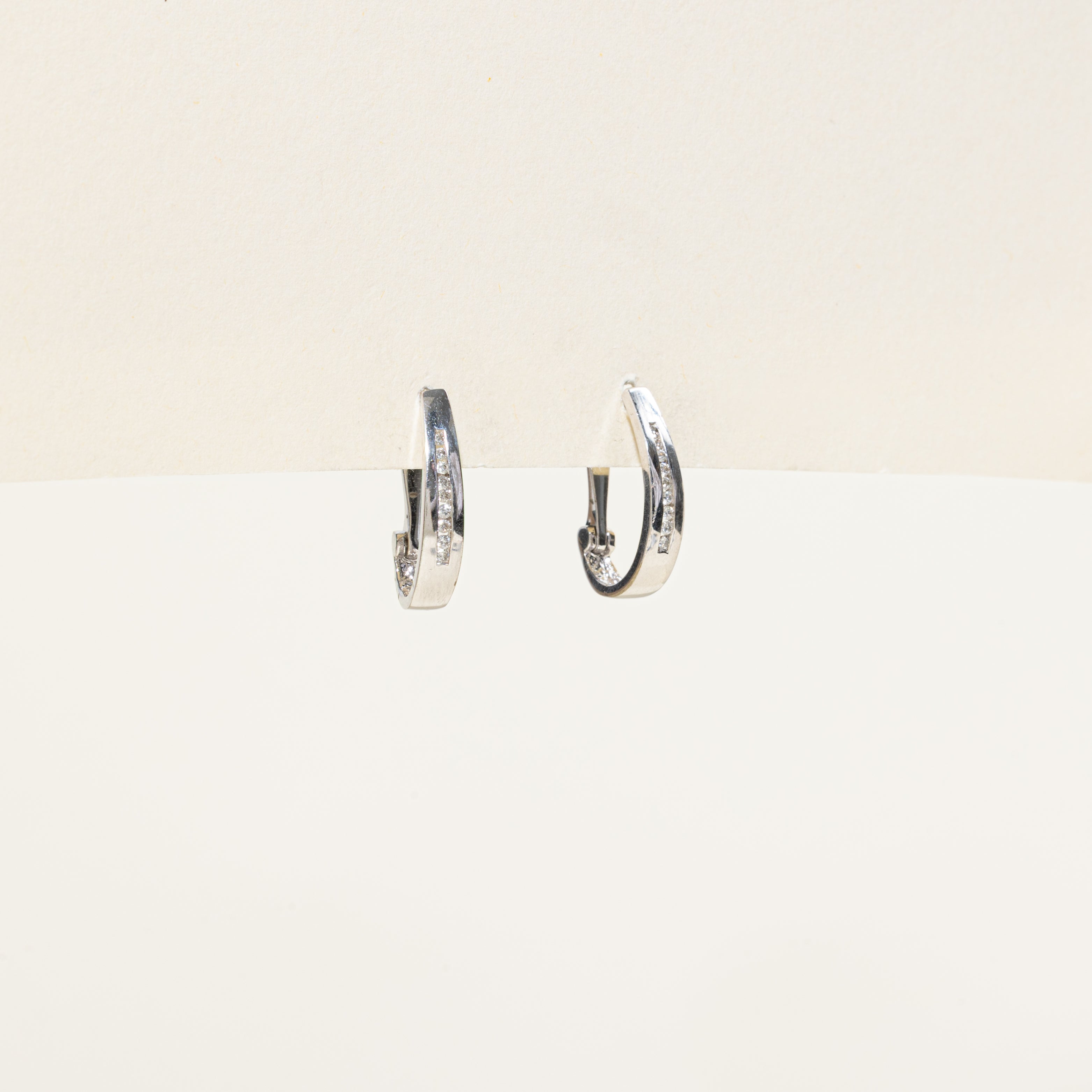 Channel Set Diamond Hoop Earrings | 0.14ctw