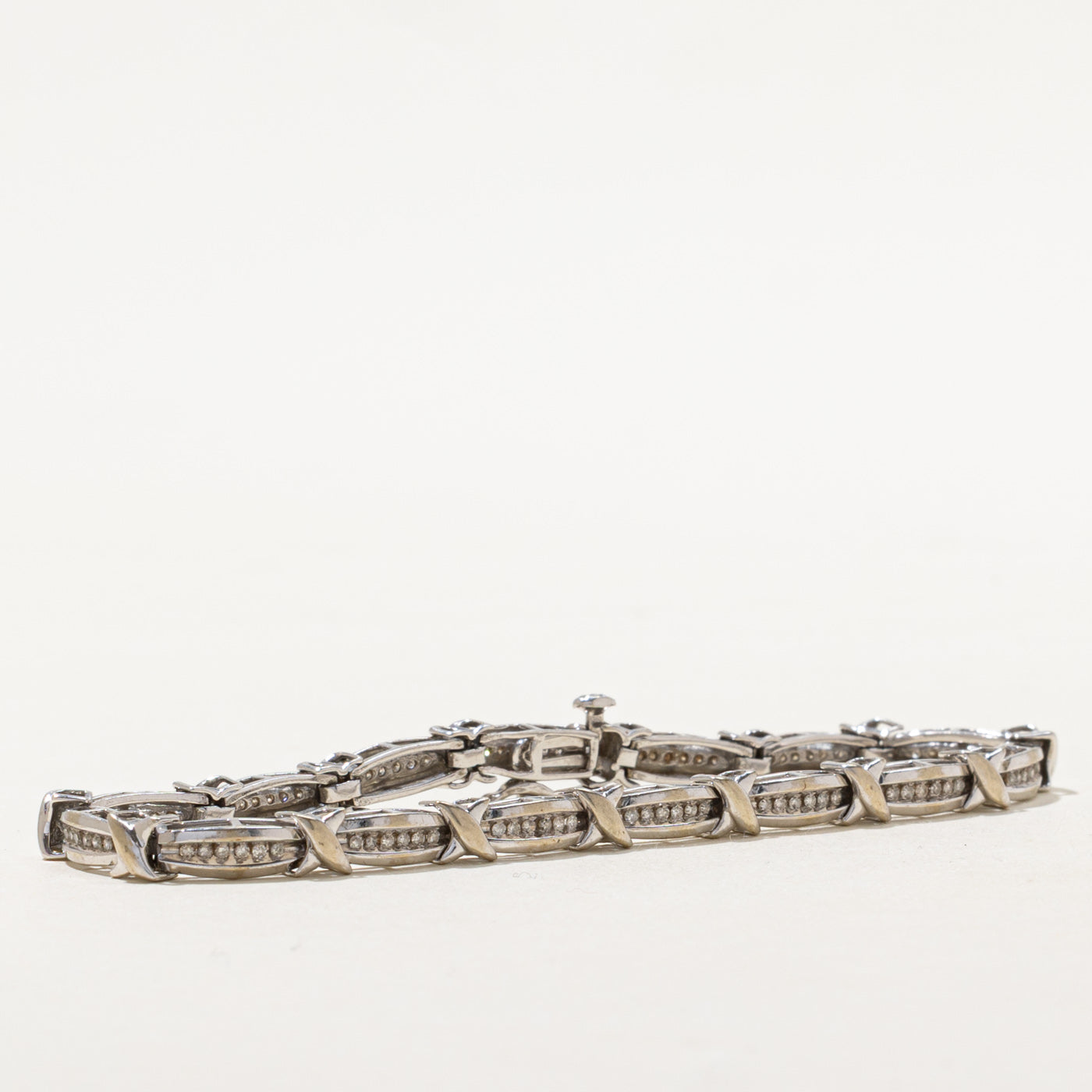 Channel Set Diamond X Tennis Bracelet | 0.45ctw | SZ 7.5" |