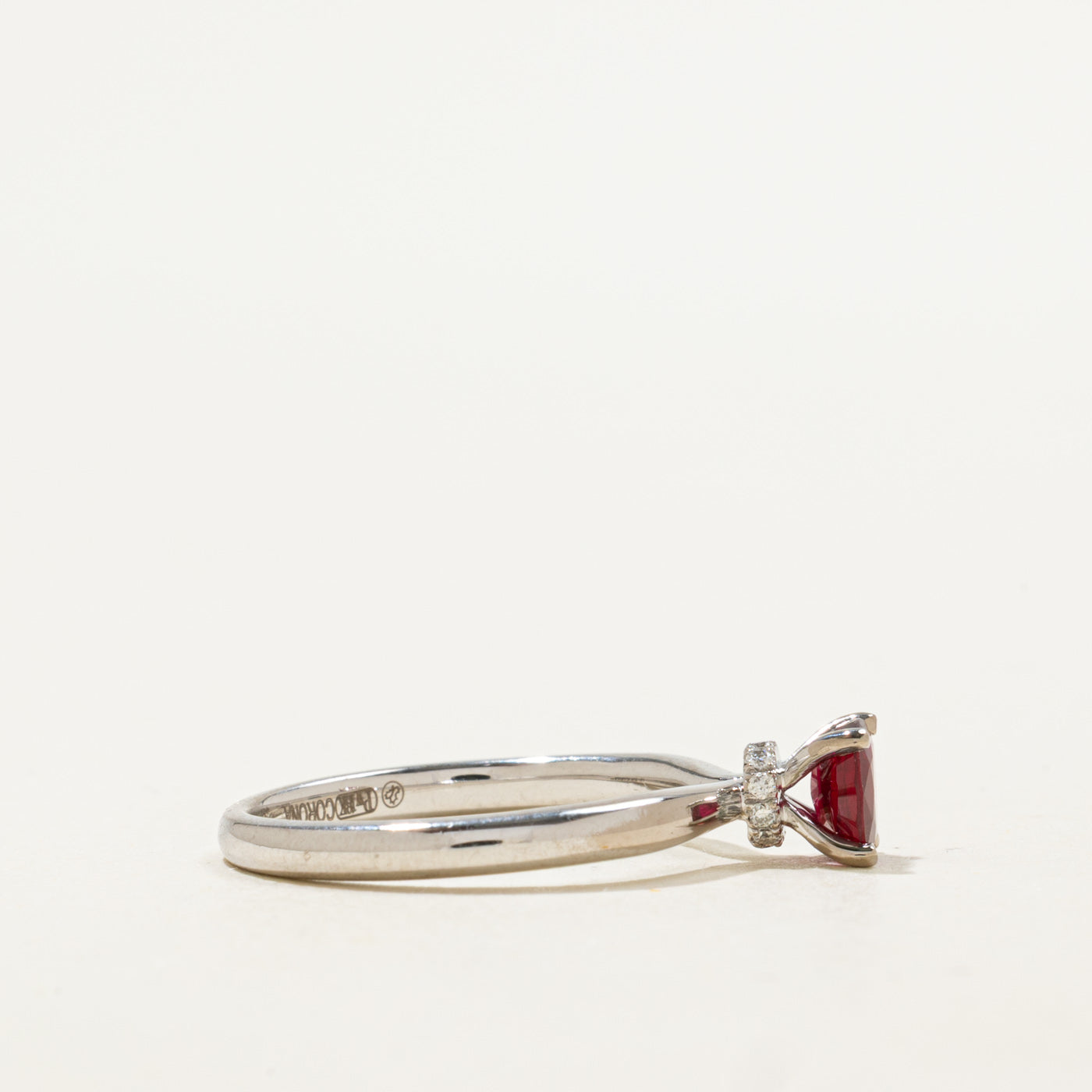 Cushion Cut Ruby & Diamond Hidden Halo Ring | 0.70ct, 0.05ctw | SZ 6.5