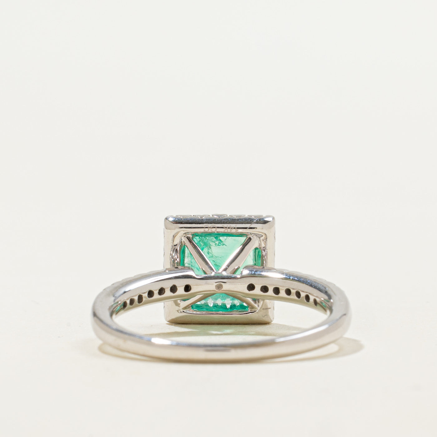 Emerald Cut Emerald & Diamond Halo Ring | 1.43ct, 0.22ctw | SZ 7.0