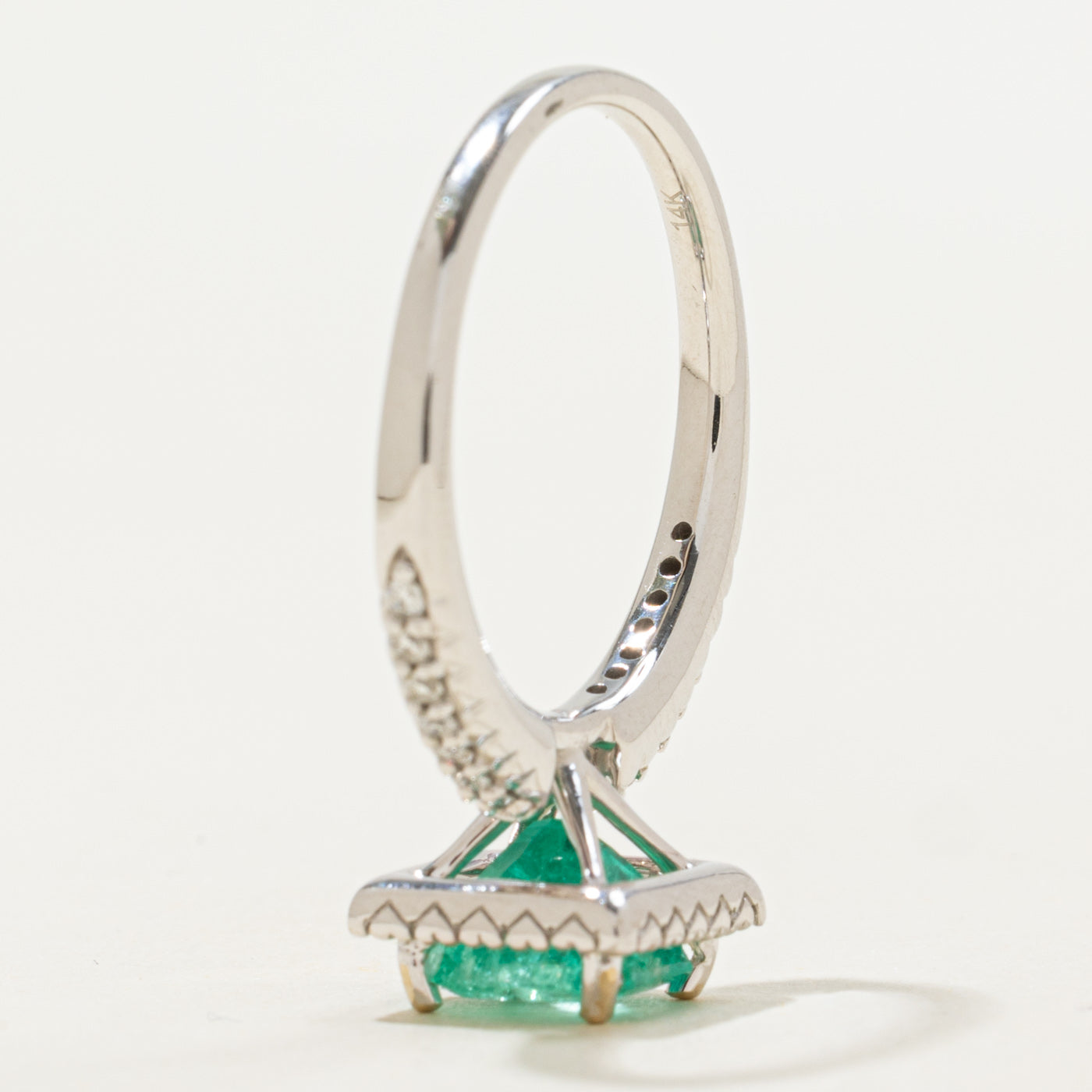 Emerald Cut Emerald & Diamond Halo Ring | 1.43ct, 0.22ctw | SZ 7.0