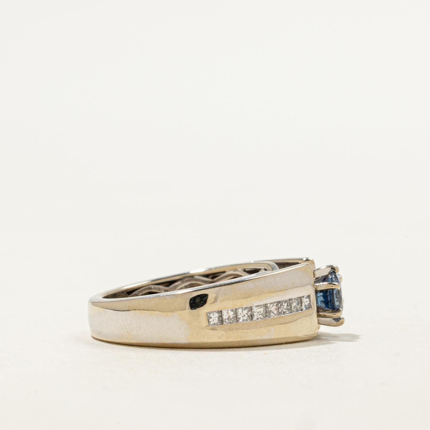 Round Cut Sapphire & Diamond Accented Ring | 0.61ct, 0.50ctw | SZ 7.25