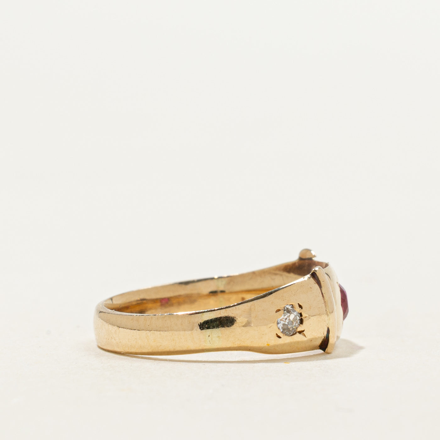 Star Set Ruby & Diamond Buckle Ring | 0.17ct, 0.03ct | SZ3.75