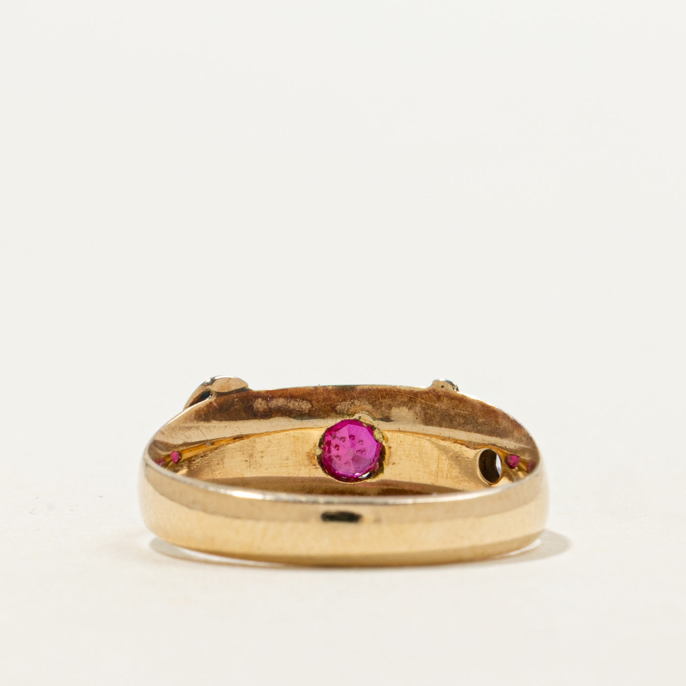 Star Set Ruby & Diamond Buckle Ring | 0.17ct, 0.03ct | SZ3.75