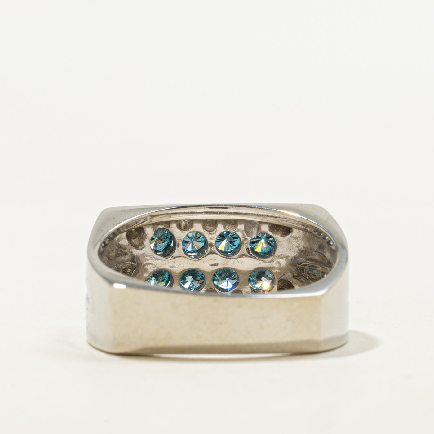 Blue & White Diamond Signet Ring | 1.41ctw | SZ 10.25