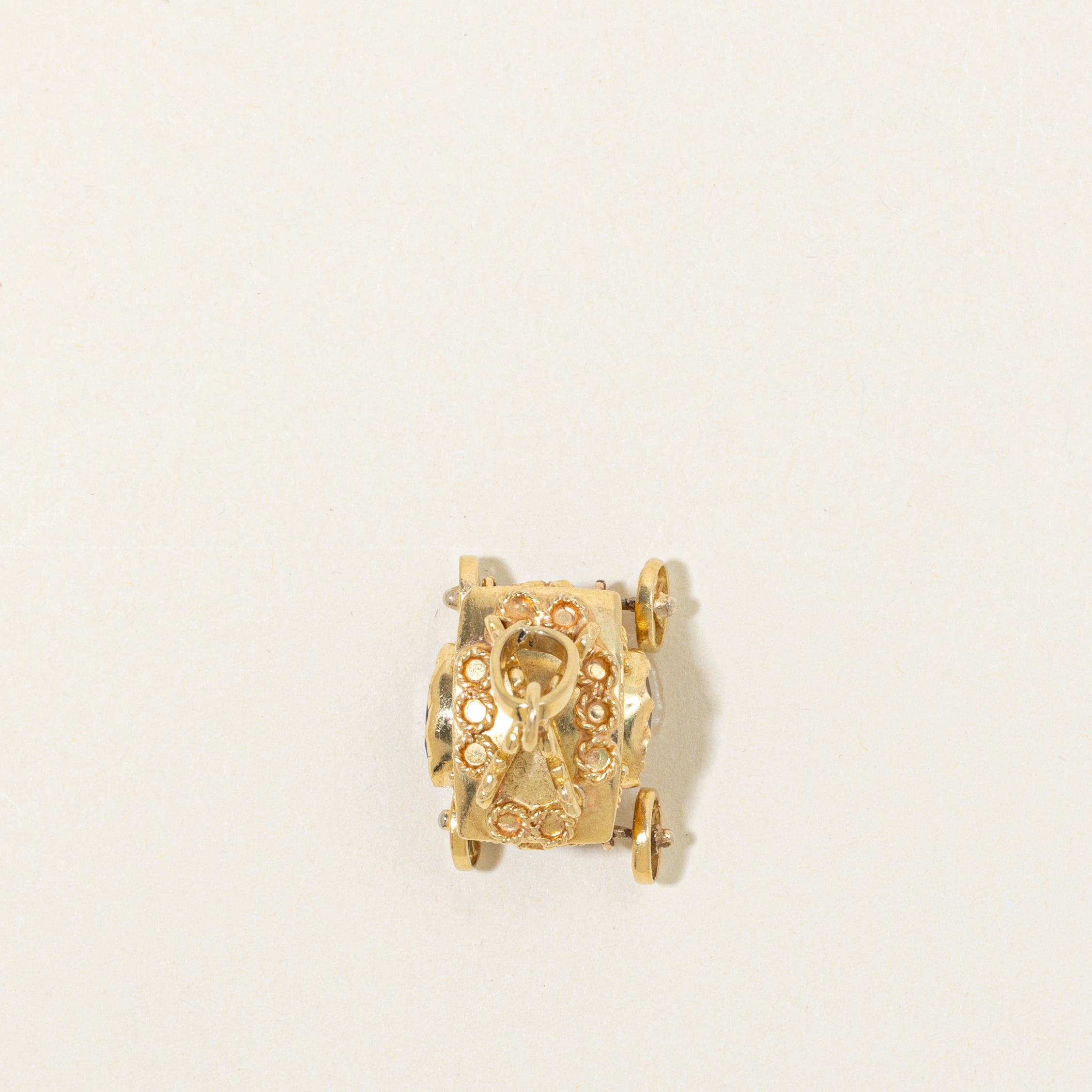 18k Citrine & Synthetic Sapphire Ornate Carriage Charm | 2.00ctw, 1.00ctw
