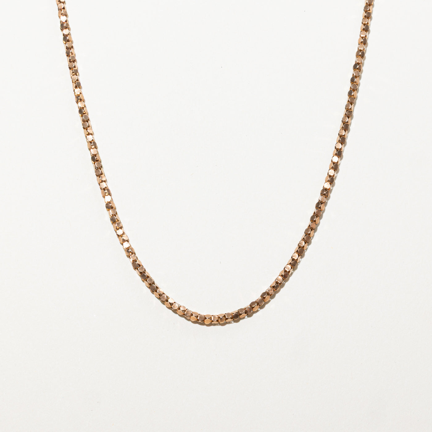 Collier chaîne popcorn en or rose 9 carats, Londres, 1979 | 2,83 mm | 60 cm