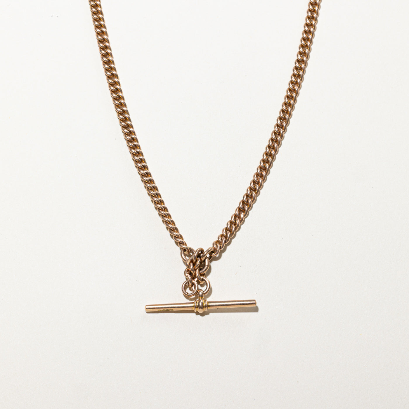 1930 Birmingham 9K Rose Gold T Bar Watch Chain | 4.60mm | 15" |